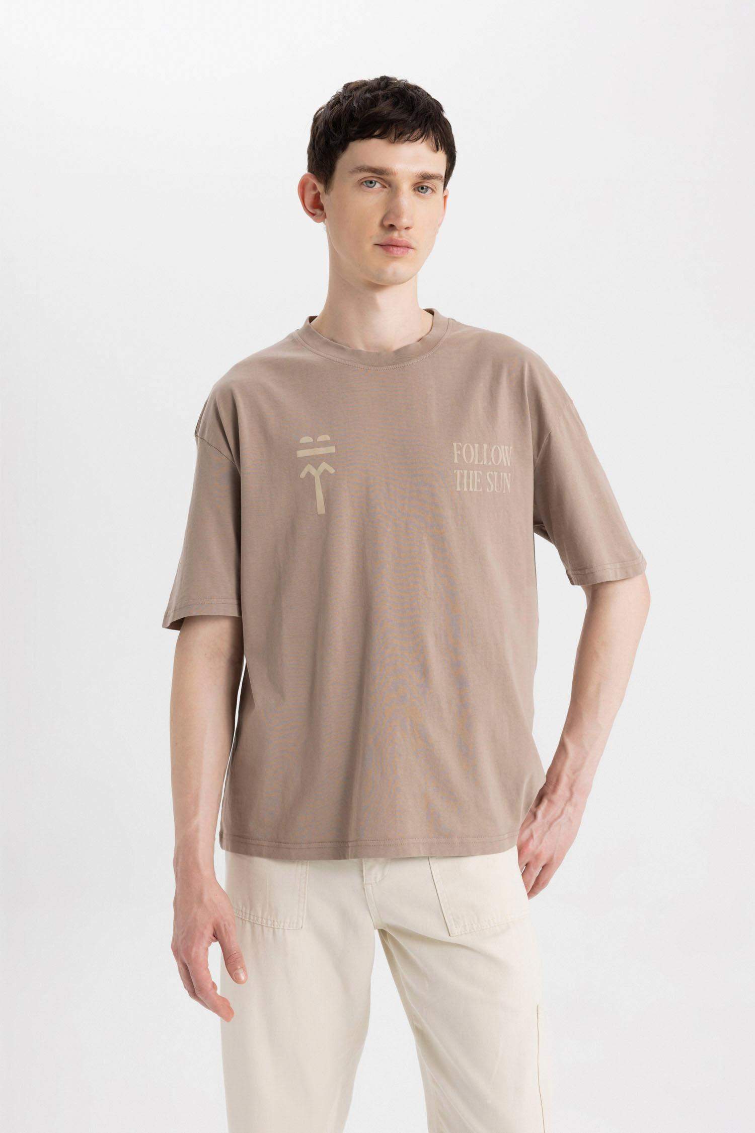 T-Shirt Oversize Manches Courtes Col Rond Imprimé Dos