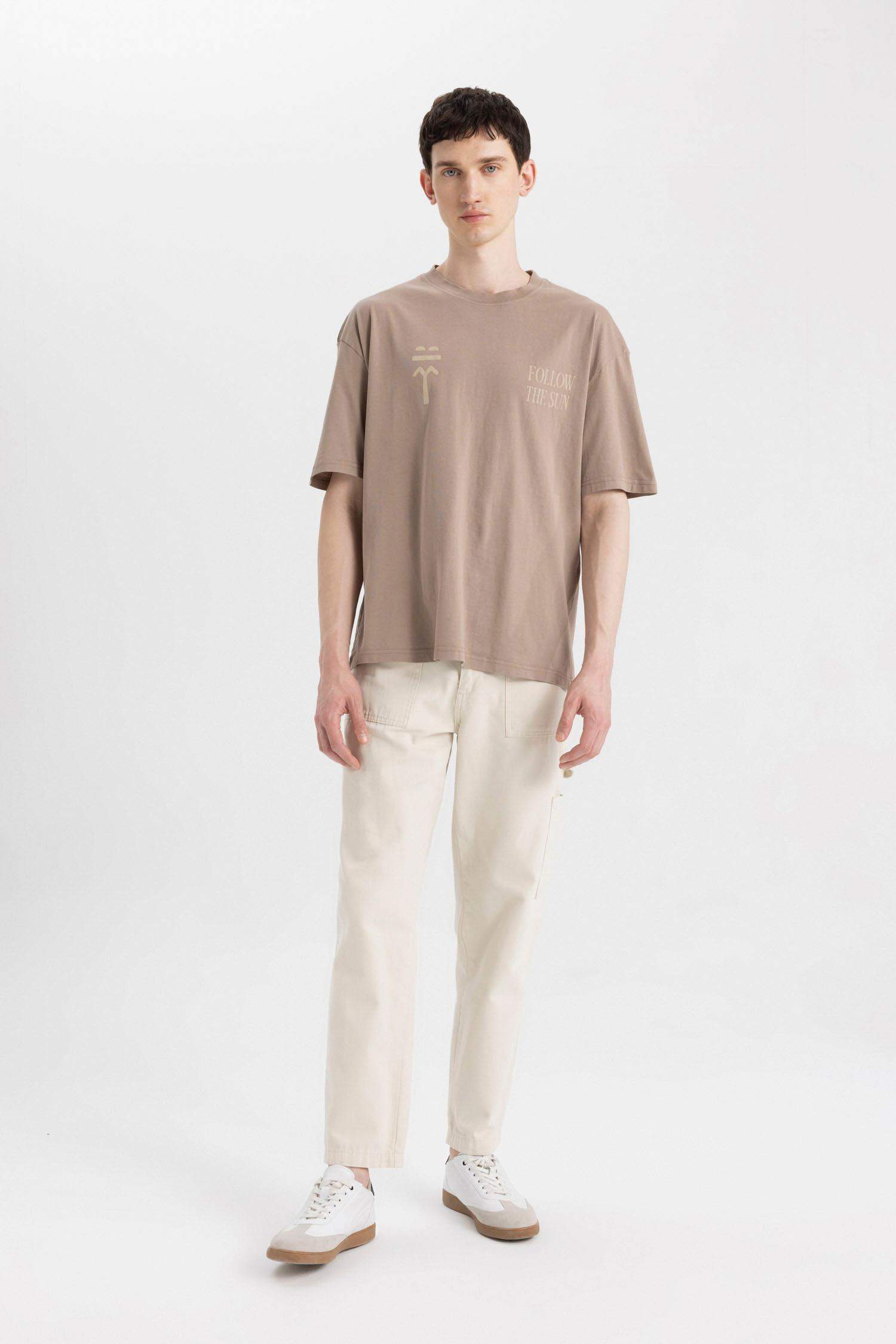 T-Shirt Oversize Manches Courtes Col Rond Imprimé Dos