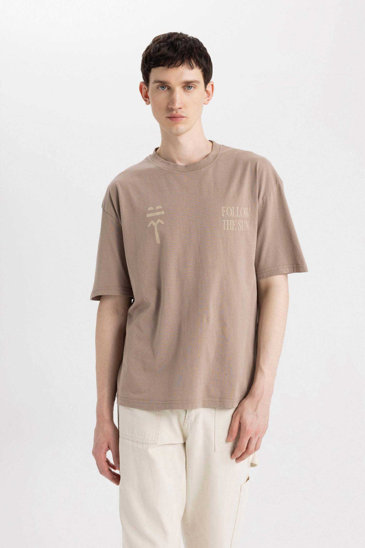 T-Shirt Oversize Manches Courtes Col Rond Imprimé Dos