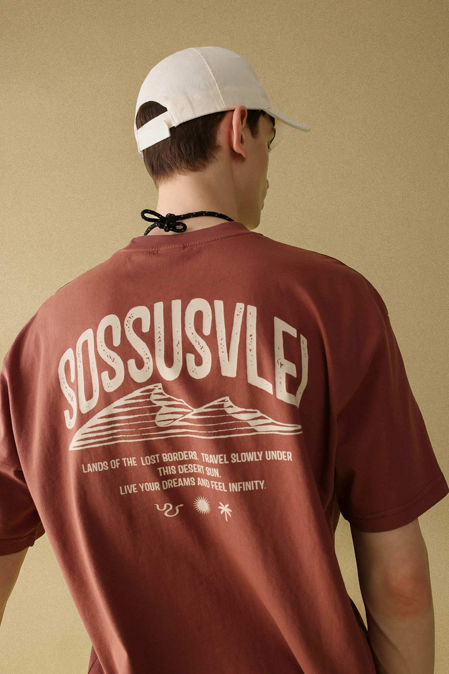 Oversize Fit Crew Neck Back Printed T-Shirt