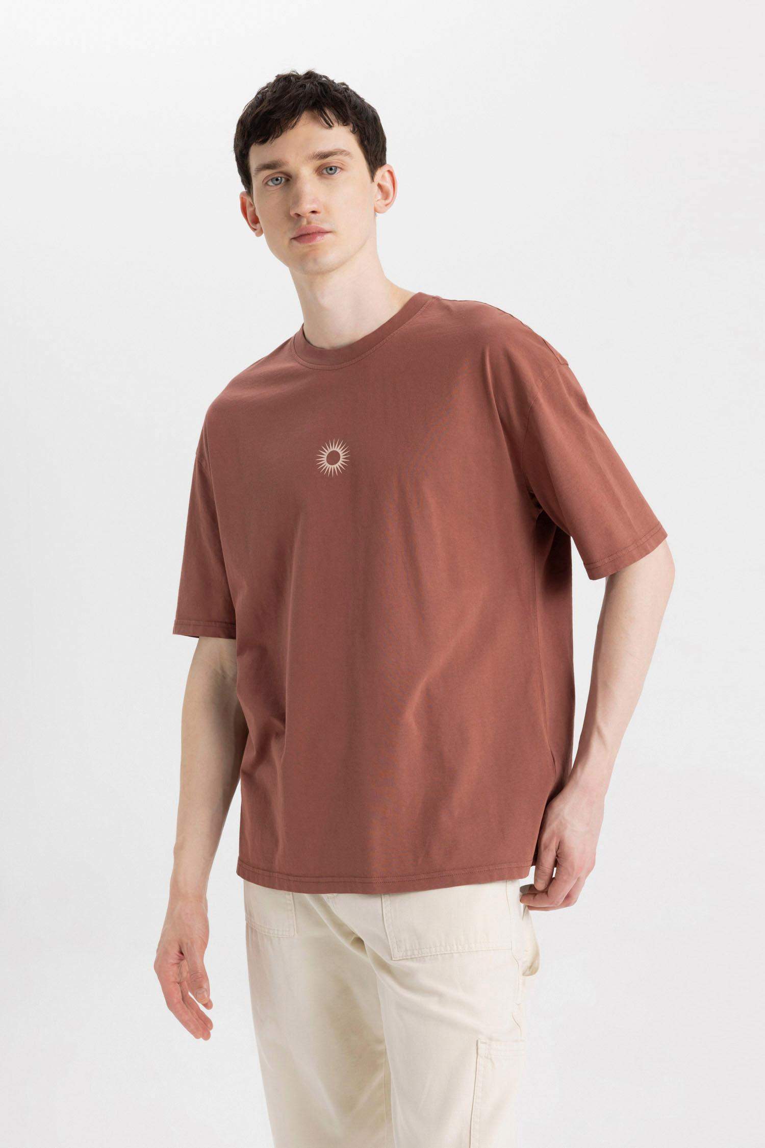 Oversize Fit Crew Neck Back Printed T-Shirt