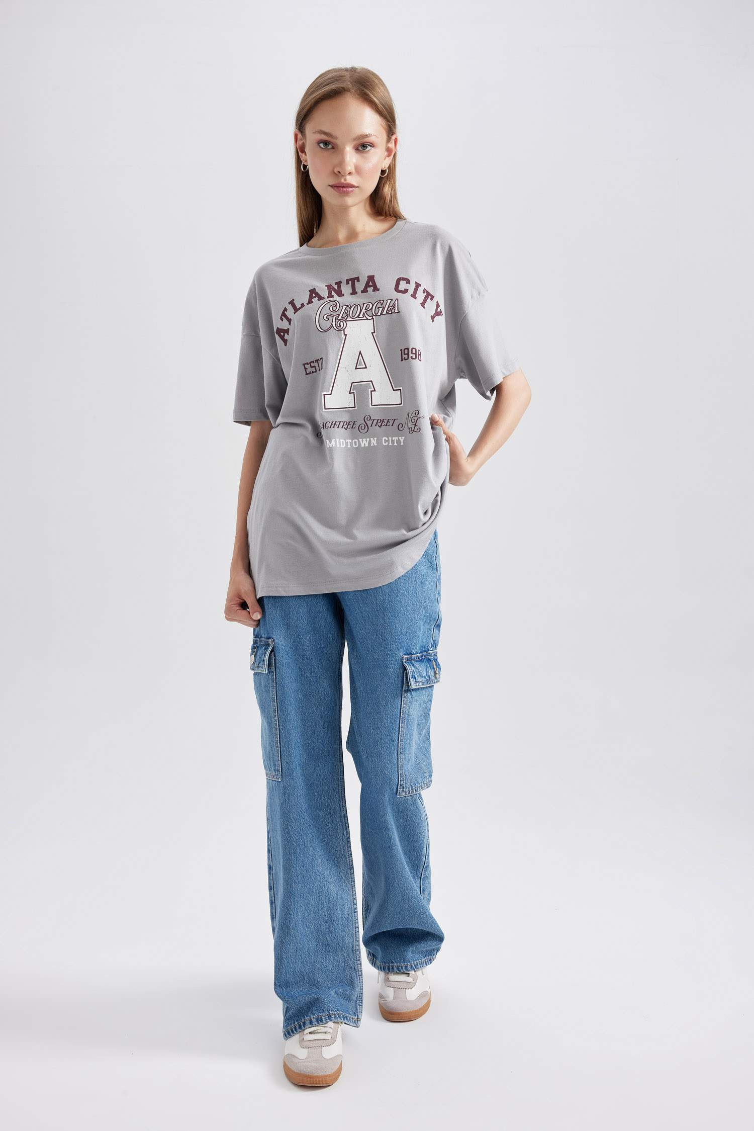 تيشيرت نص ردن اوفر سايز بياخة مستديرة