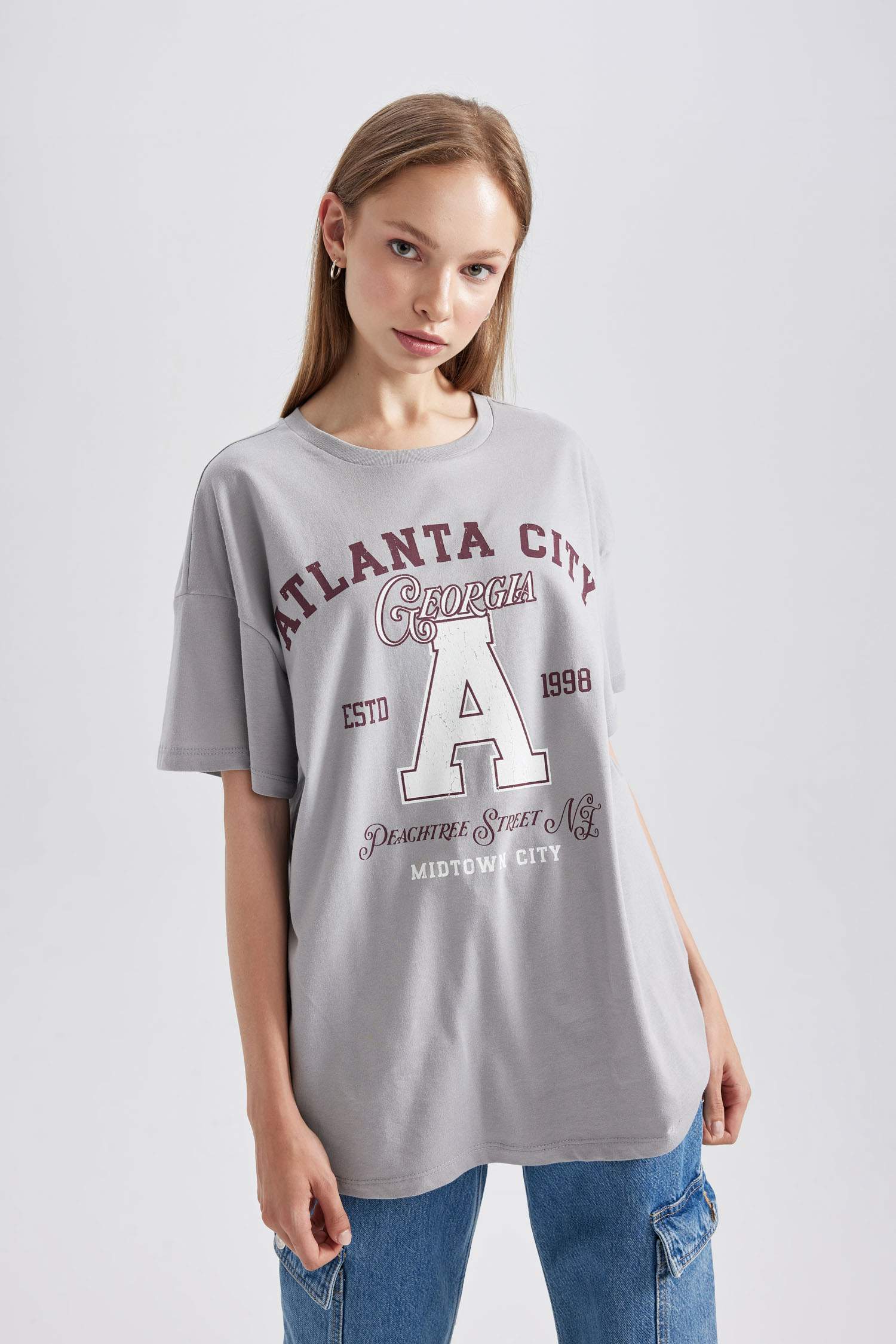 تيشيرت نص ردن اوفر سايز بياخة مستديرة