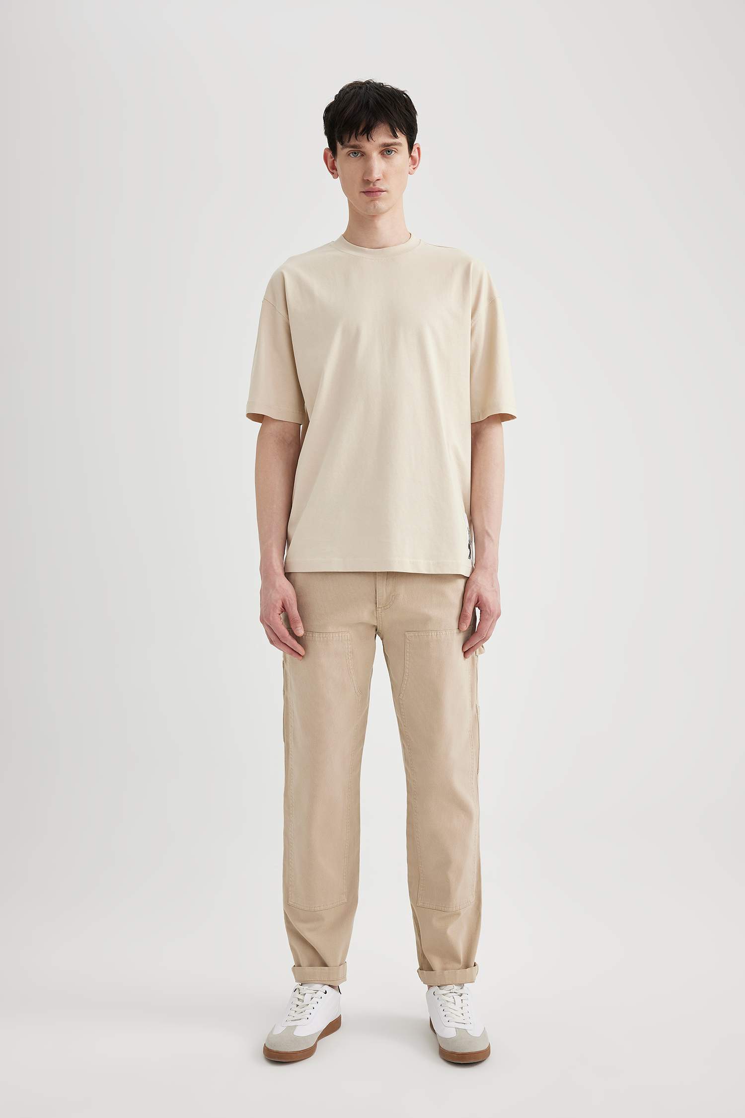 Oversize Fit Crew Neck Back Printed Short Sleeve T-Shirt