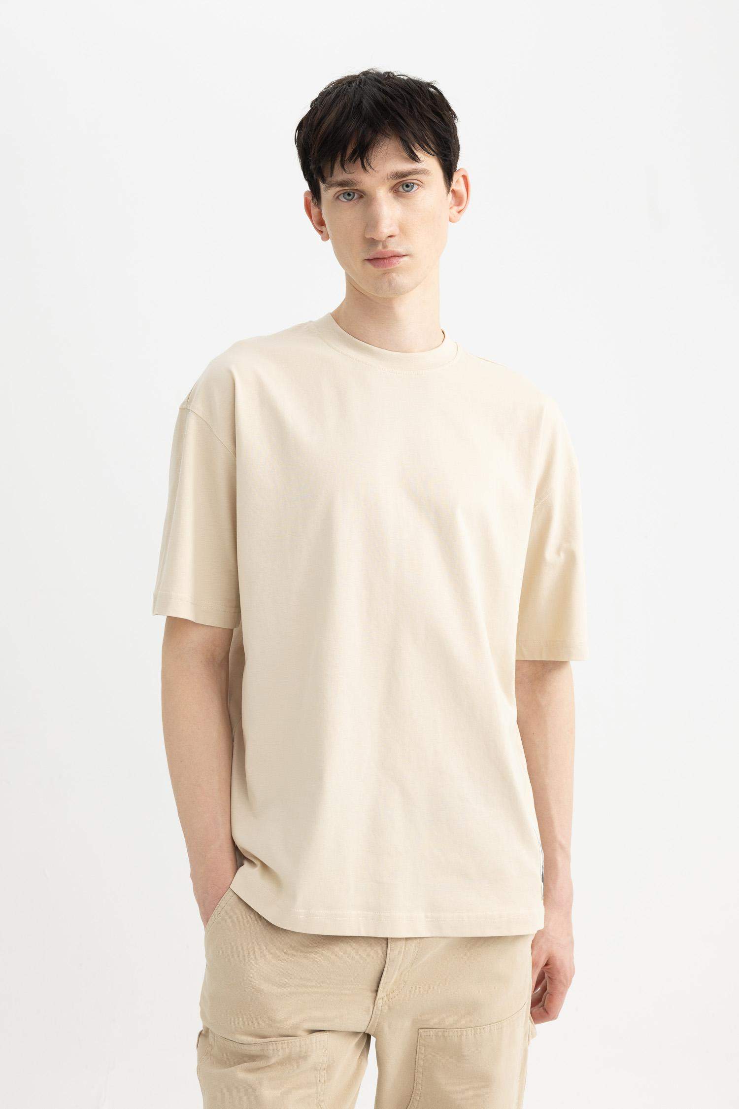 Oversize Fit Crew Neck Back Printed Short Sleeve T-Shirt