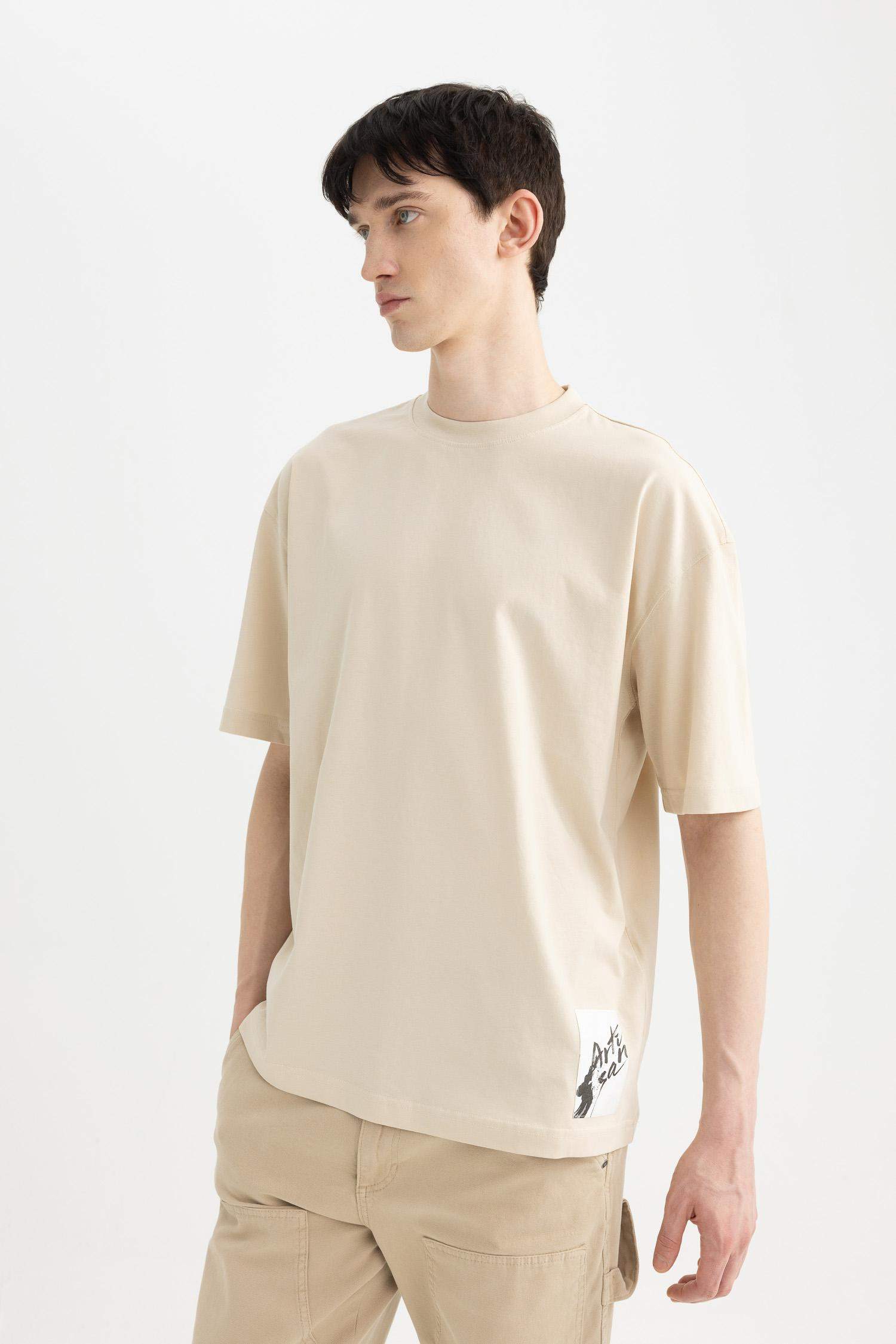 Oversize Fit Crew Neck Back Printed Short Sleeve T-Shirt