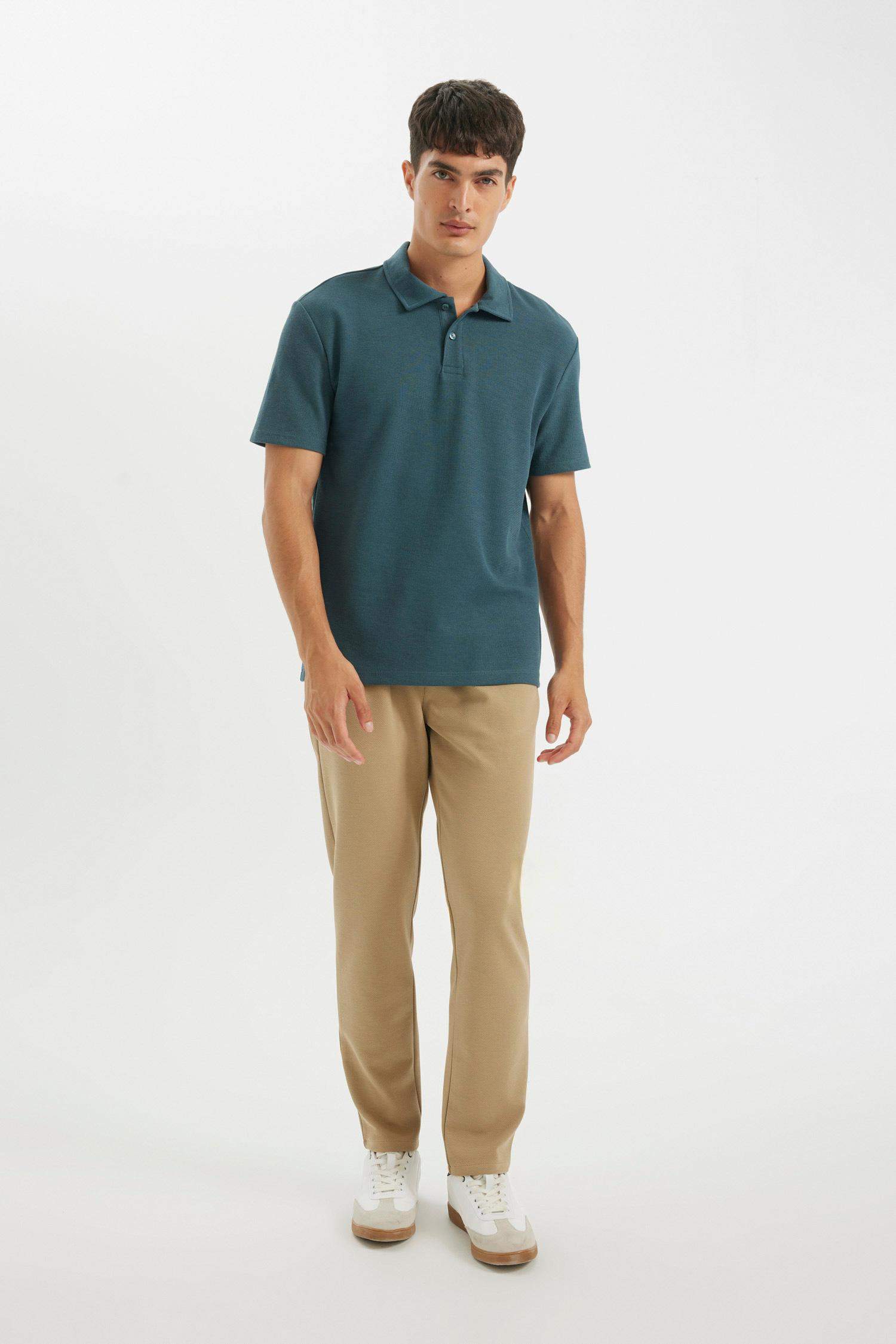 New Regular Fit Polo Yaka Basic Düz Kısa Kollu Tişört