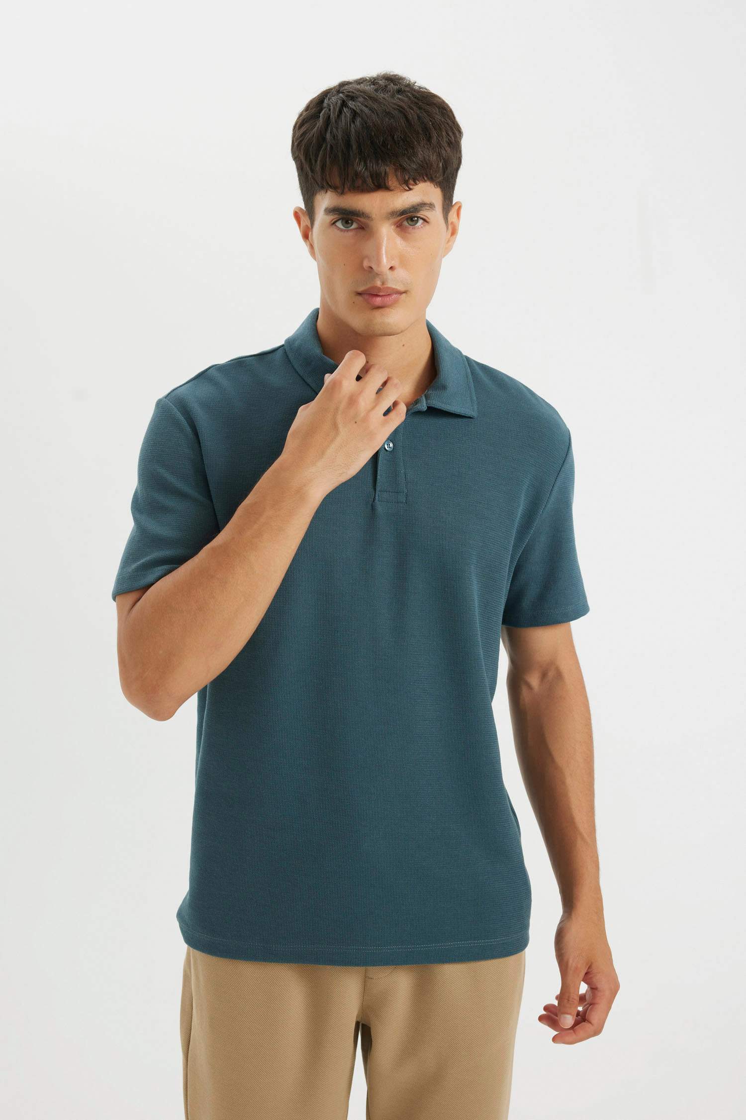 New Regular Fit Polo Yaka Basic Düz Kısa Kollu Tişört