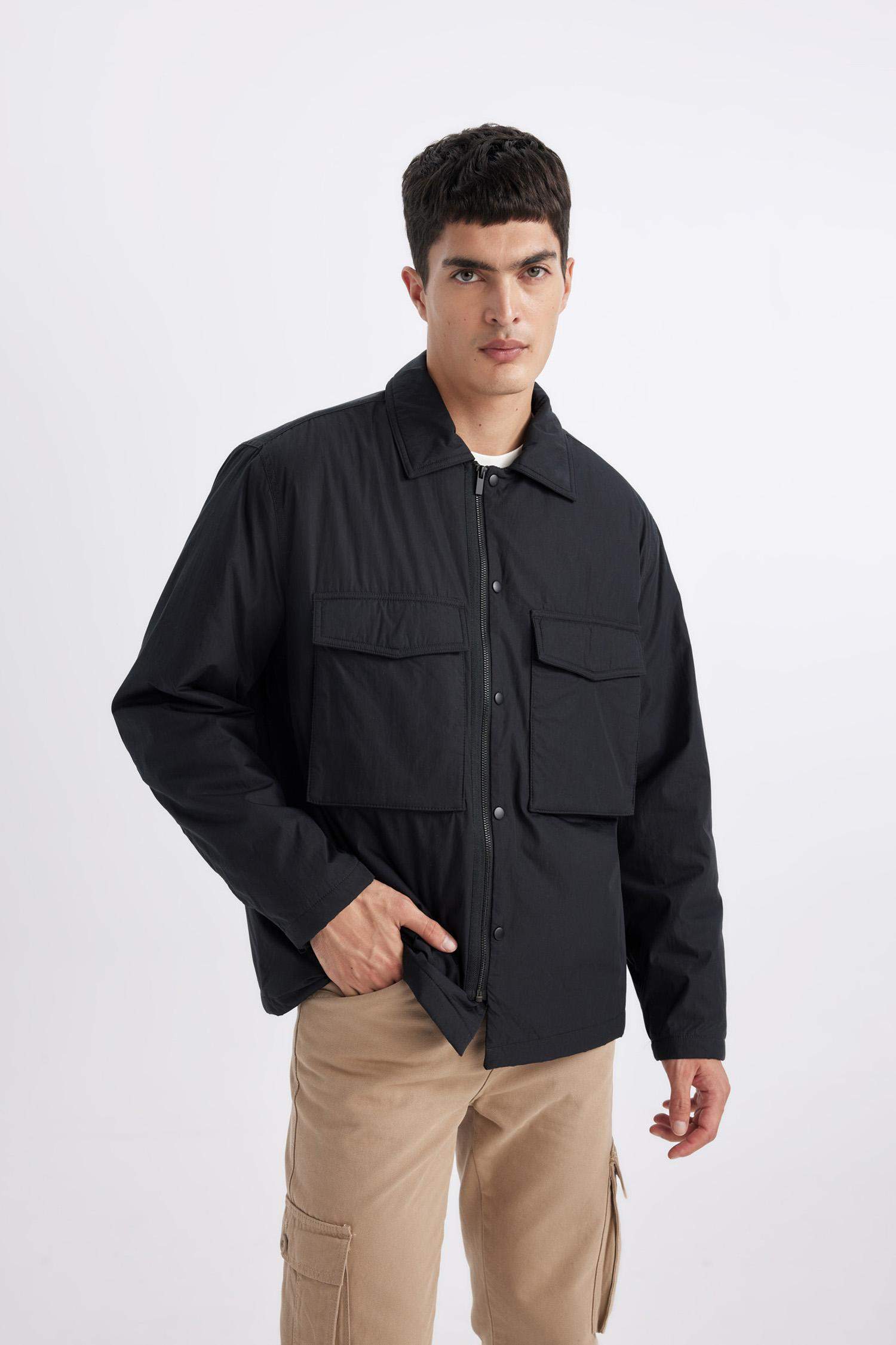 Relax Fit Polo Yaka Gömlek Ceket