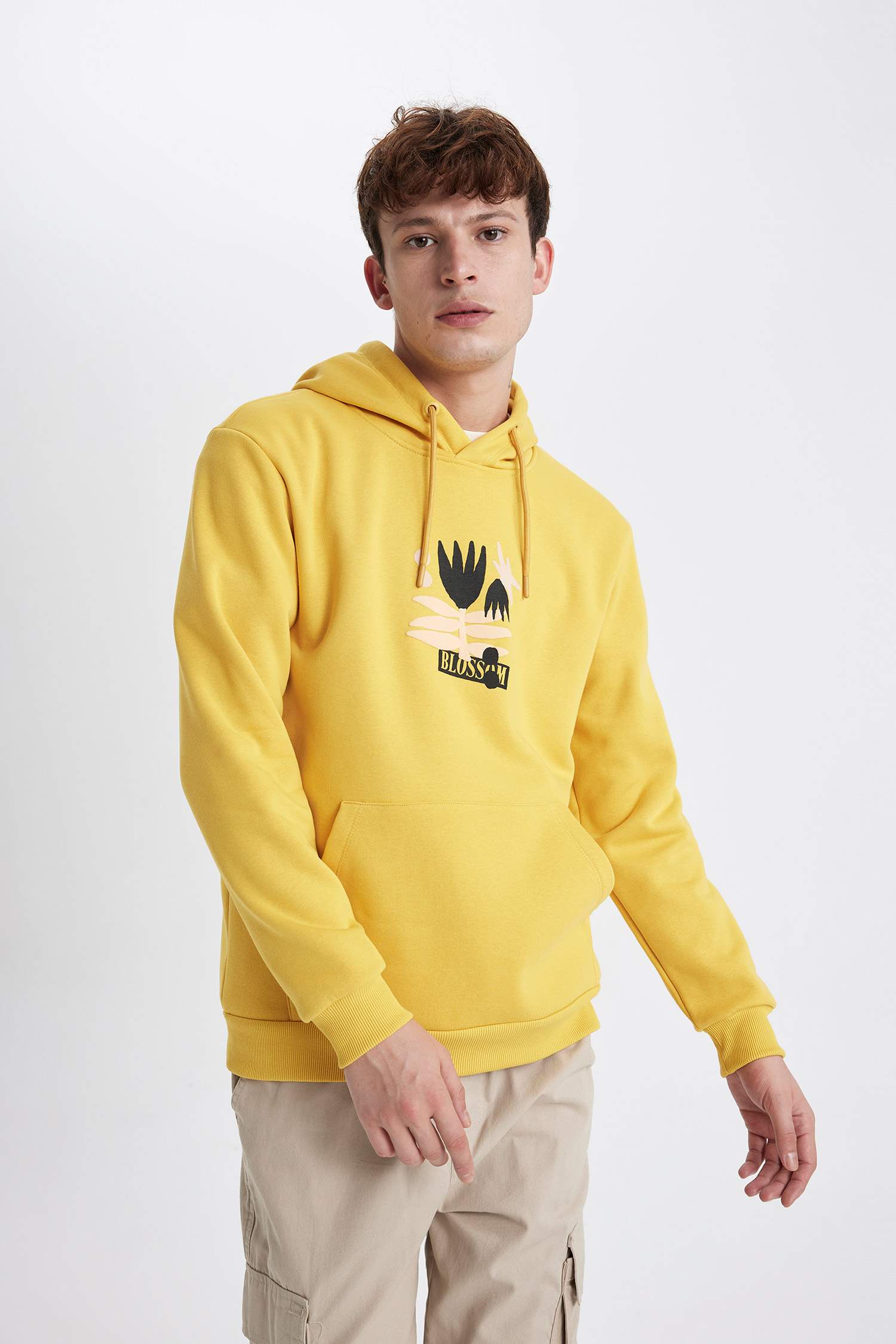 Regular Fit Hooded Printed Sweatshirt