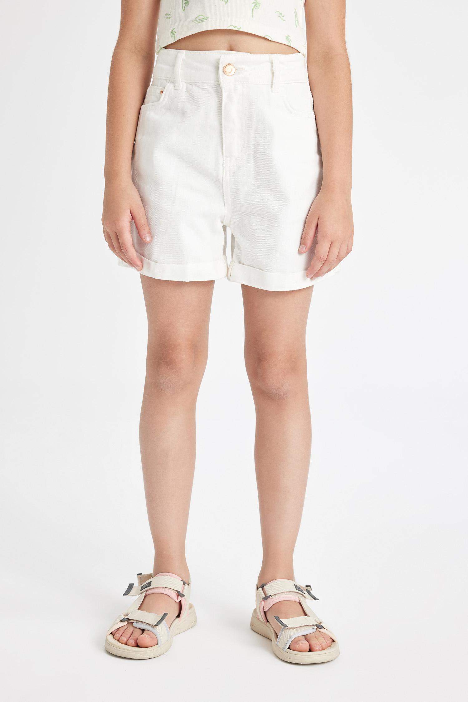 شورت جينز بناتي وايد ليج