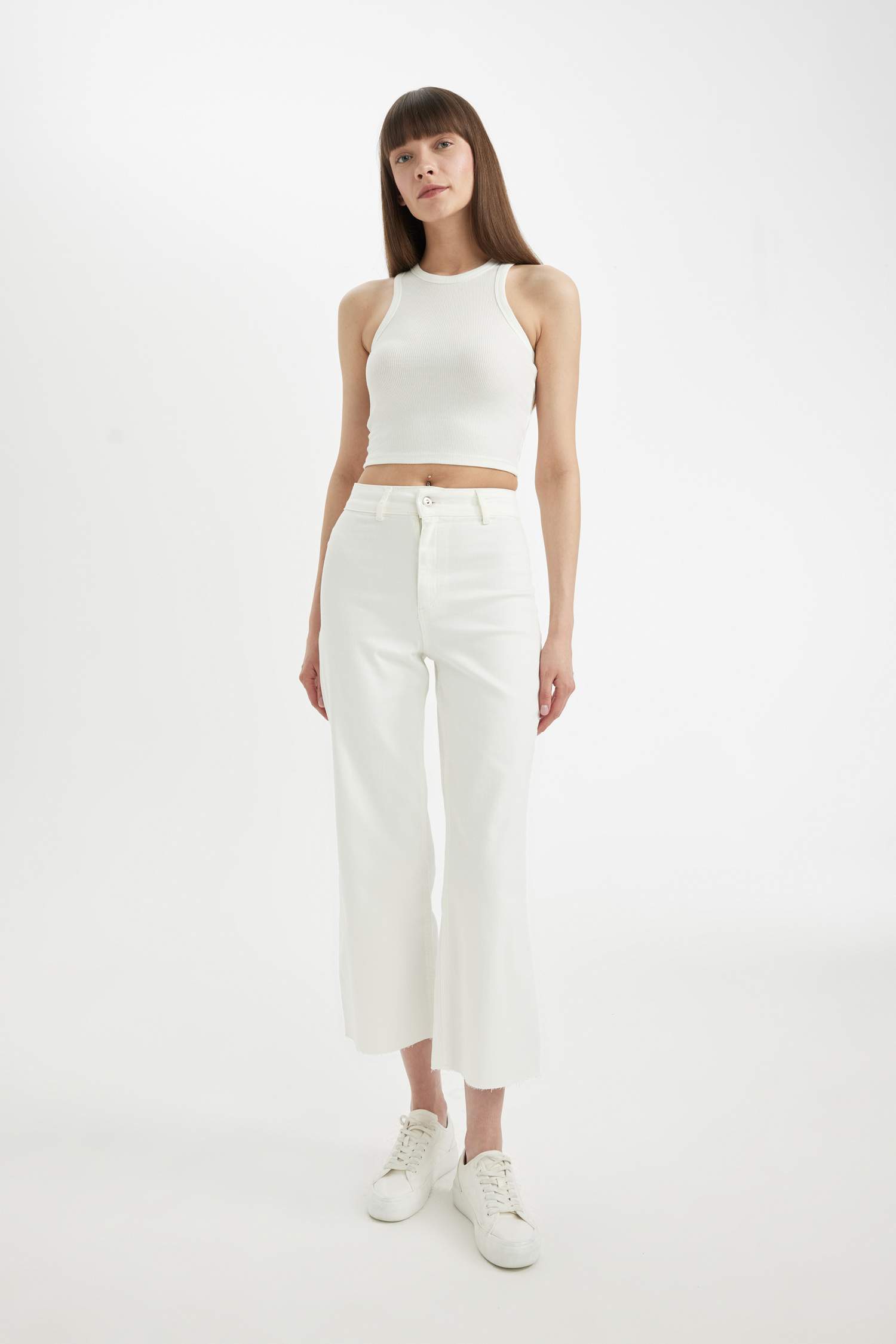 Джинсы Culotte с высокой талией