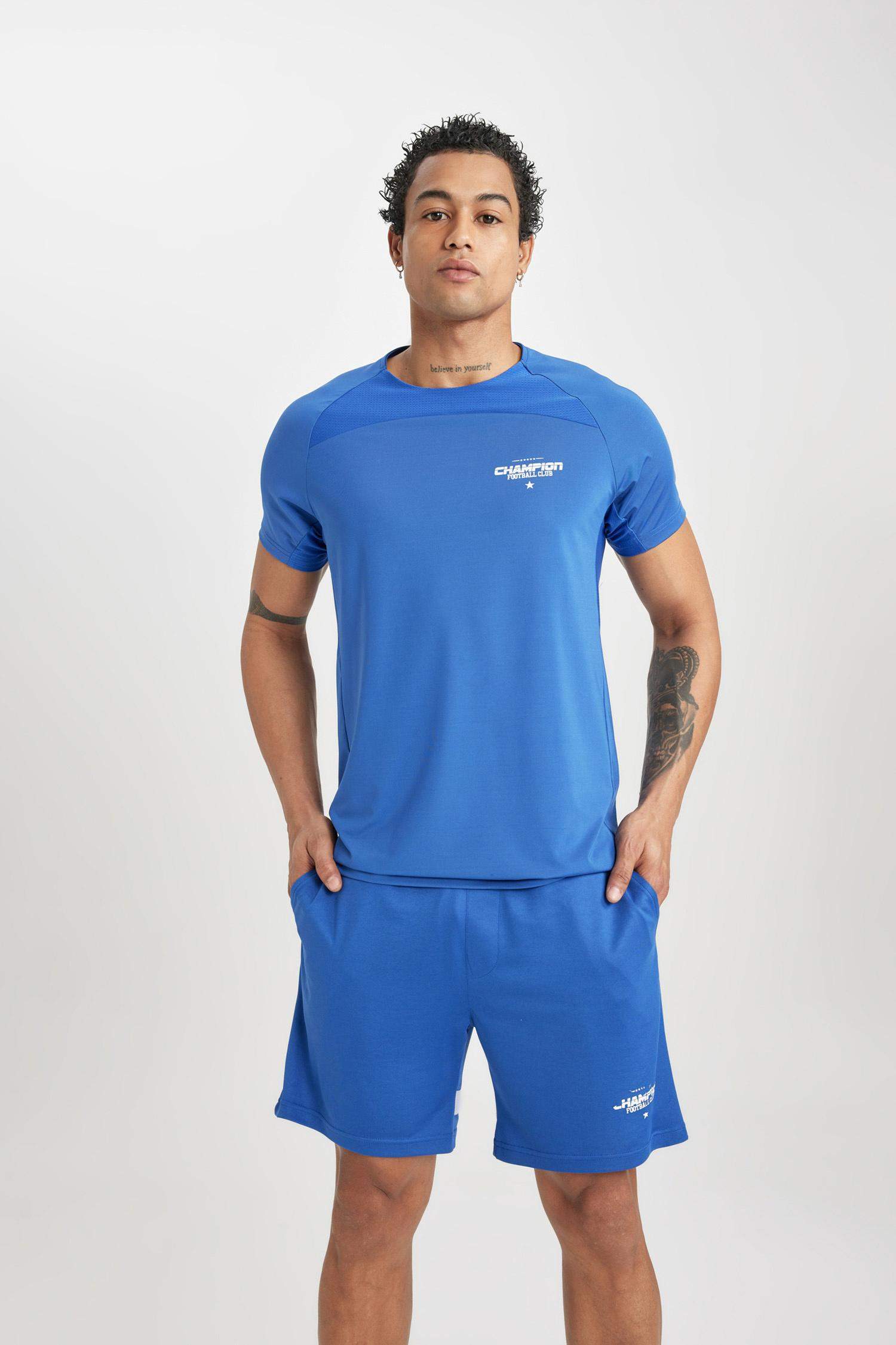 Slim Fit Crew Neck Printed Sports T-Shirt