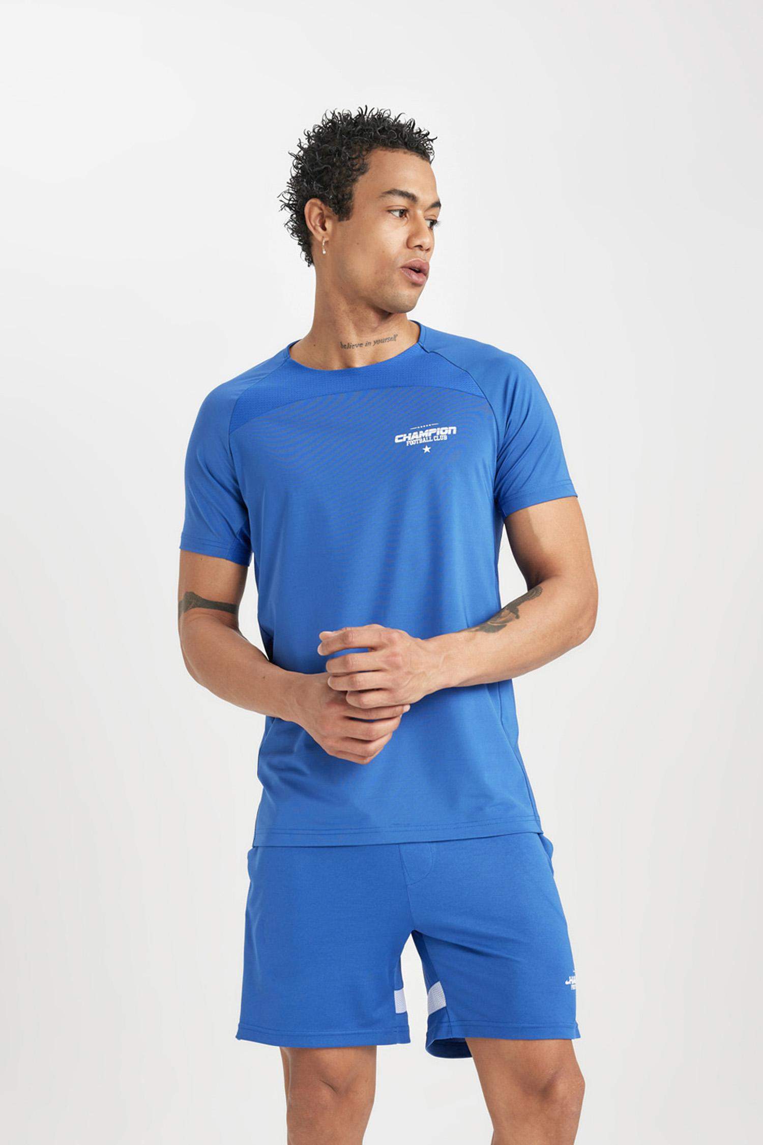 Slim Fit Crew Neck Printed Sports T-Shirt