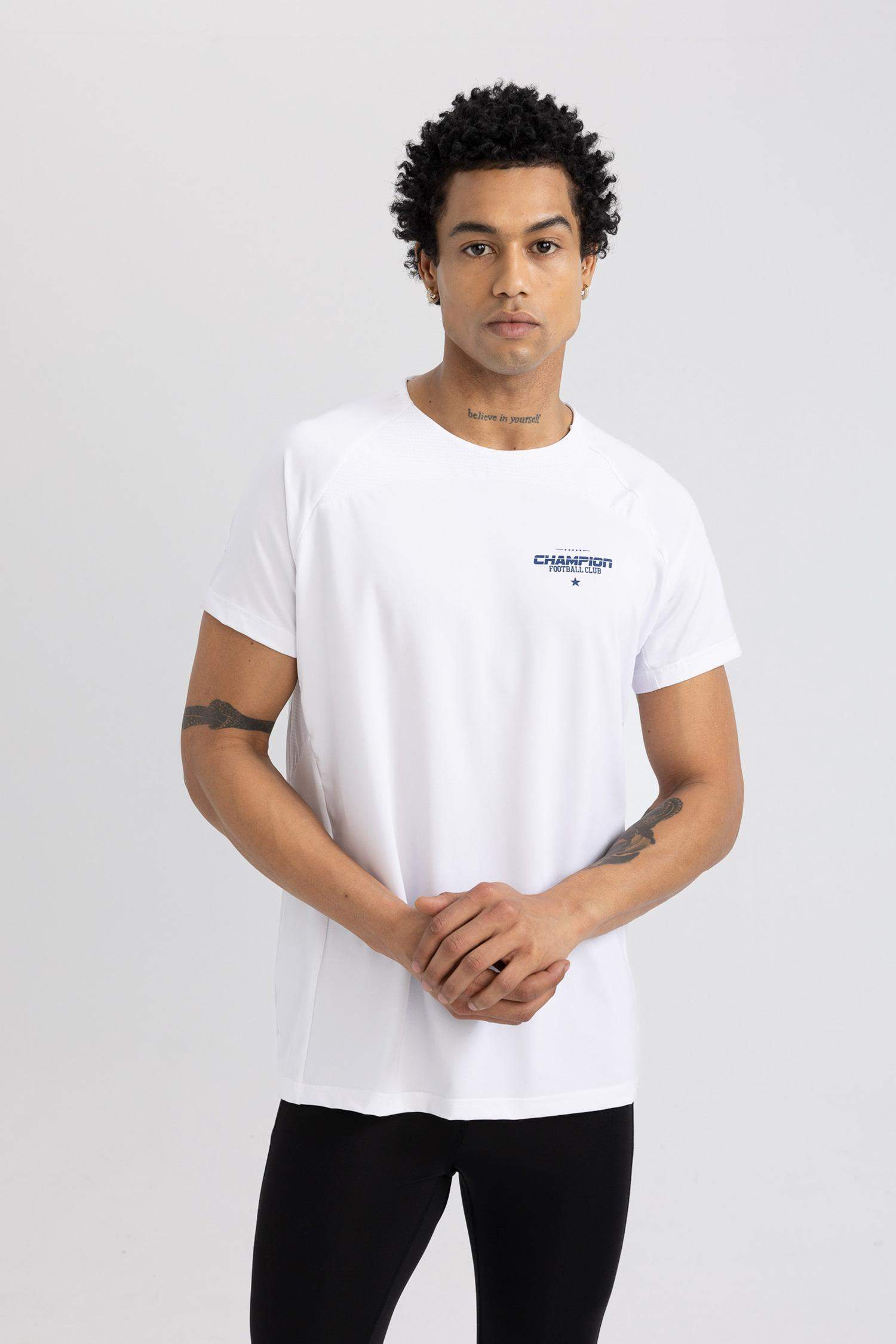 Slim Fit Collar Printed Sports T-Shirt
