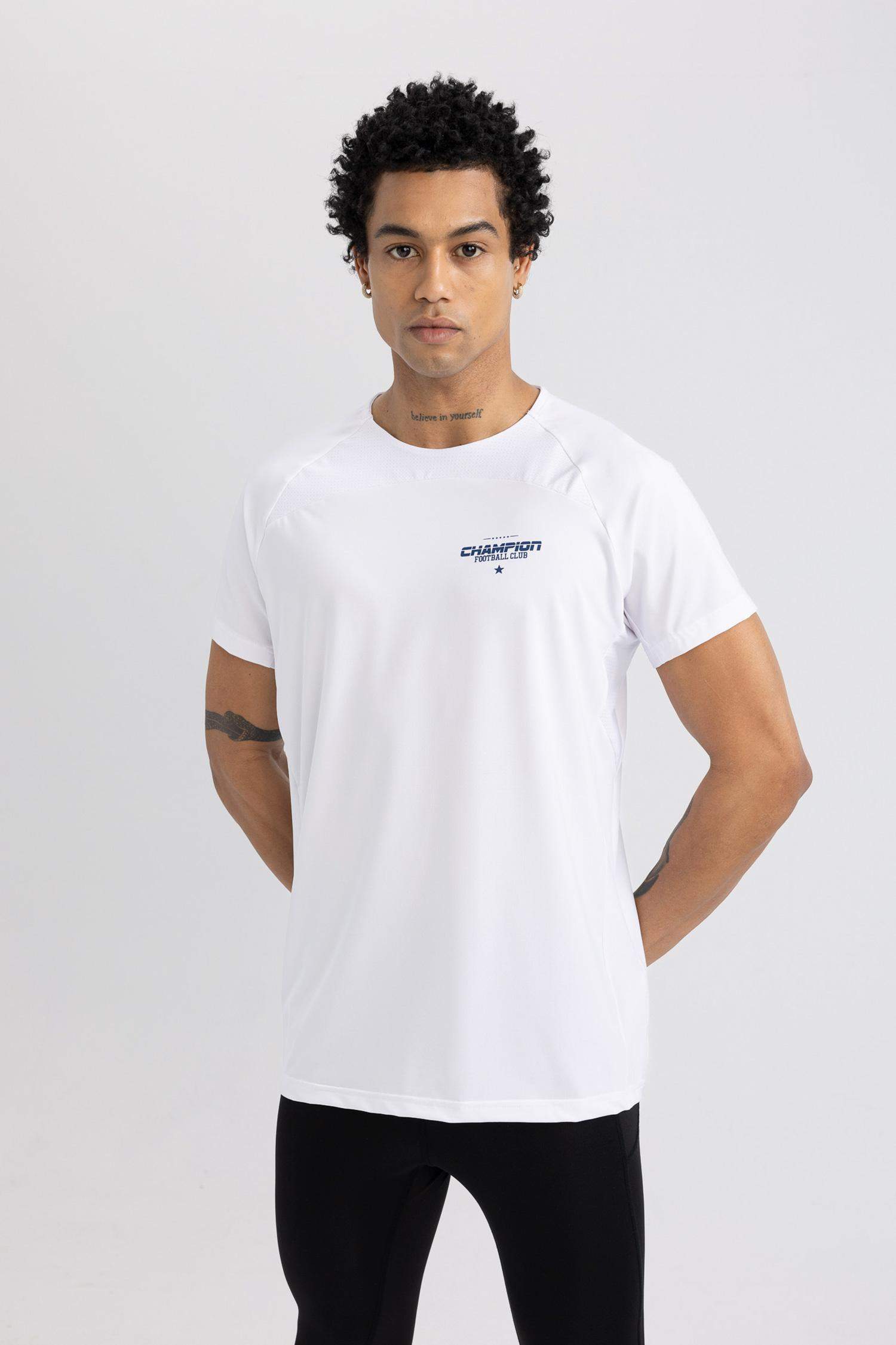 Slim Fit Collar Printed Sports T-Shirt