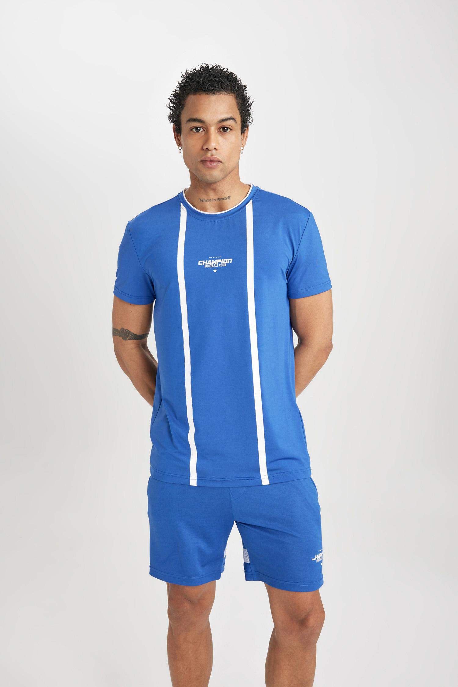 DeFactoFit Standard Fit Crew Neck Printed Sports T-Shirt