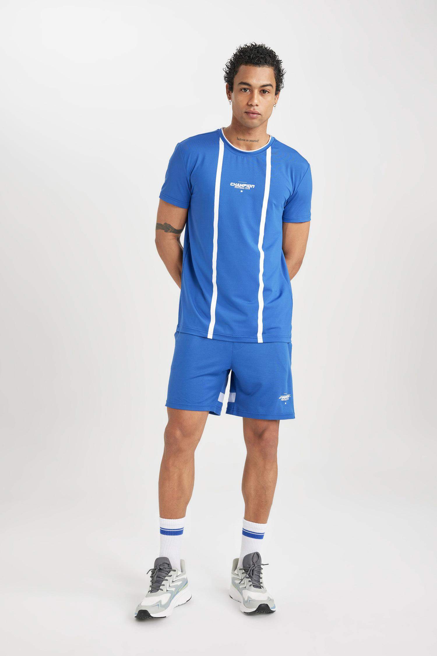 DeFactoFit Standard Fit Crew Neck Printed Sports T-Shirt