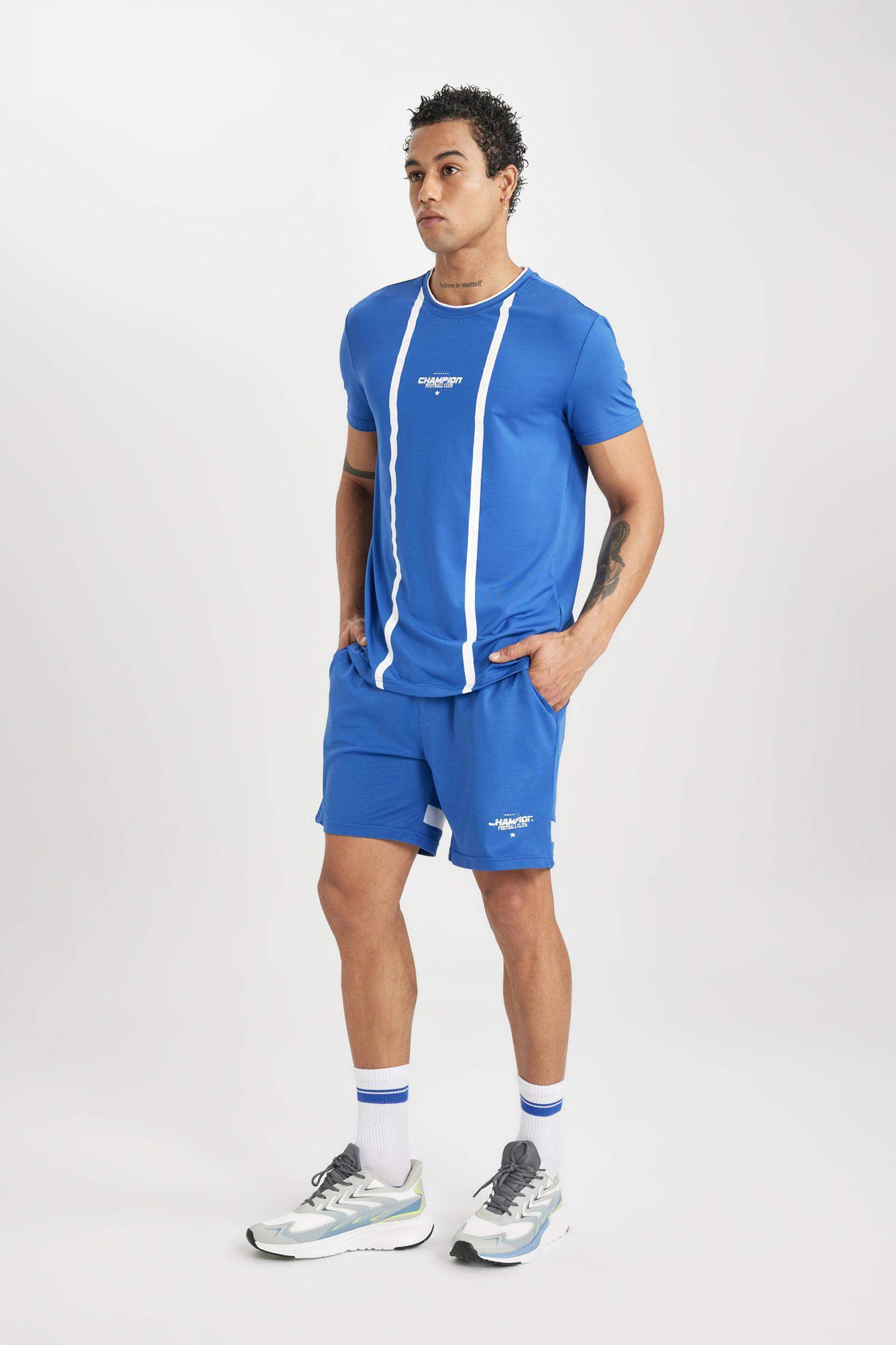 DeFactoFit Standard Fit Crew Neck Printed Sports T-Shirt