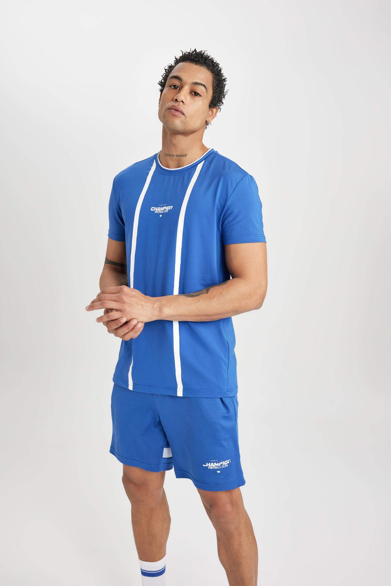 DeFactoFit Standard Fit Crew Neck Printed Sports T-Shirt