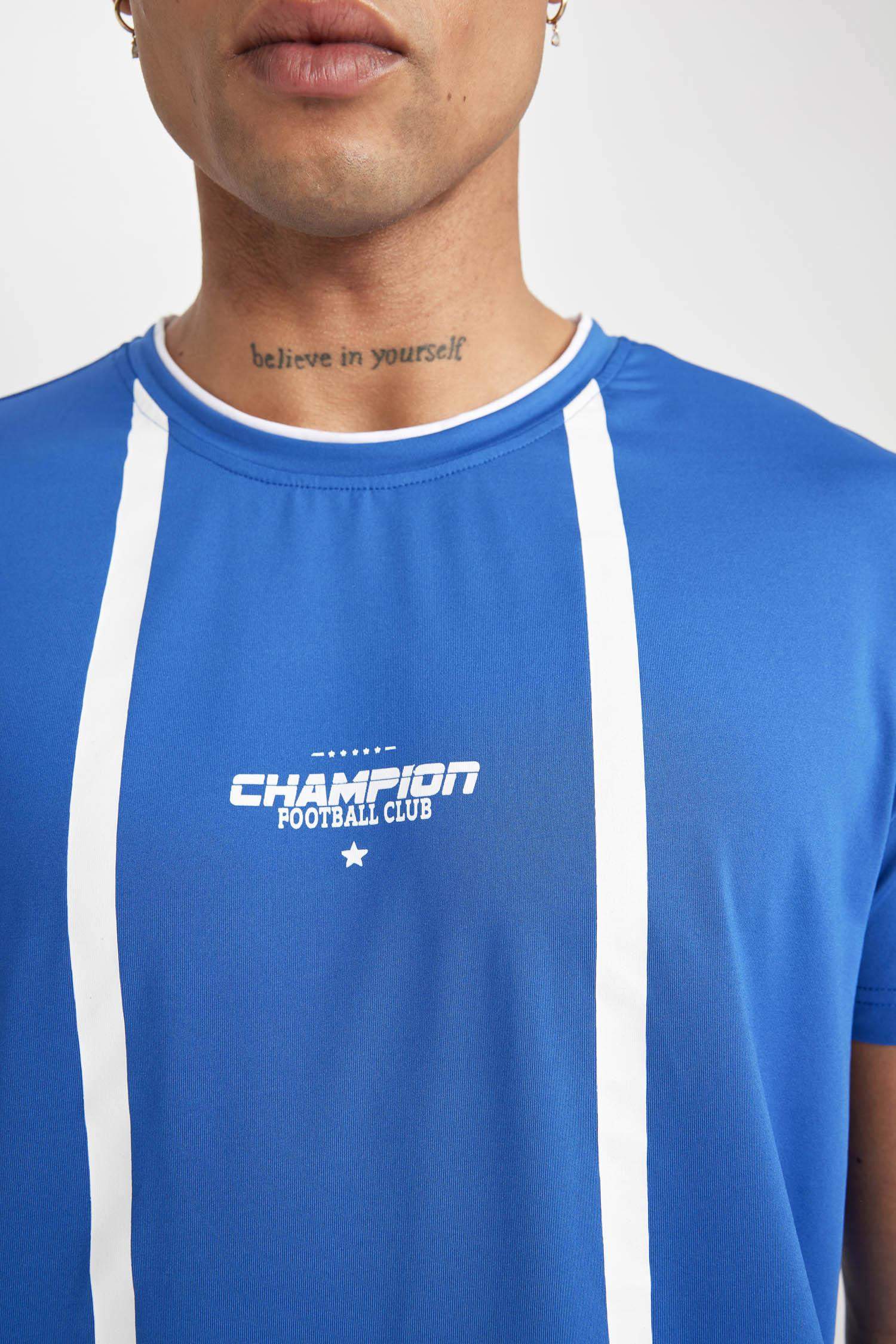 DeFactoFit Standard Fit Crew Neck Printed Sports T-Shirt