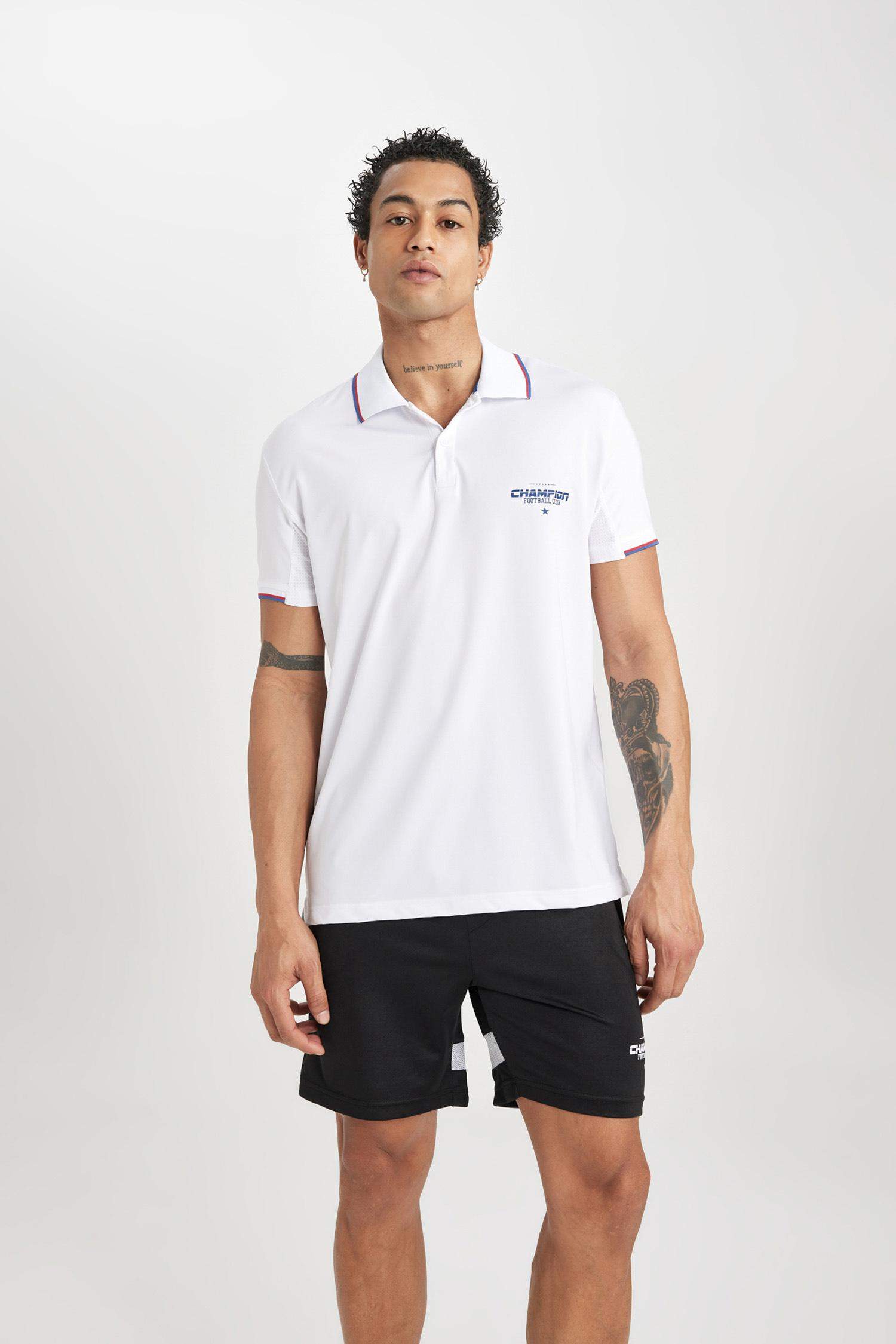Standard Fit Polo Collar Printed Polo T-Shirt