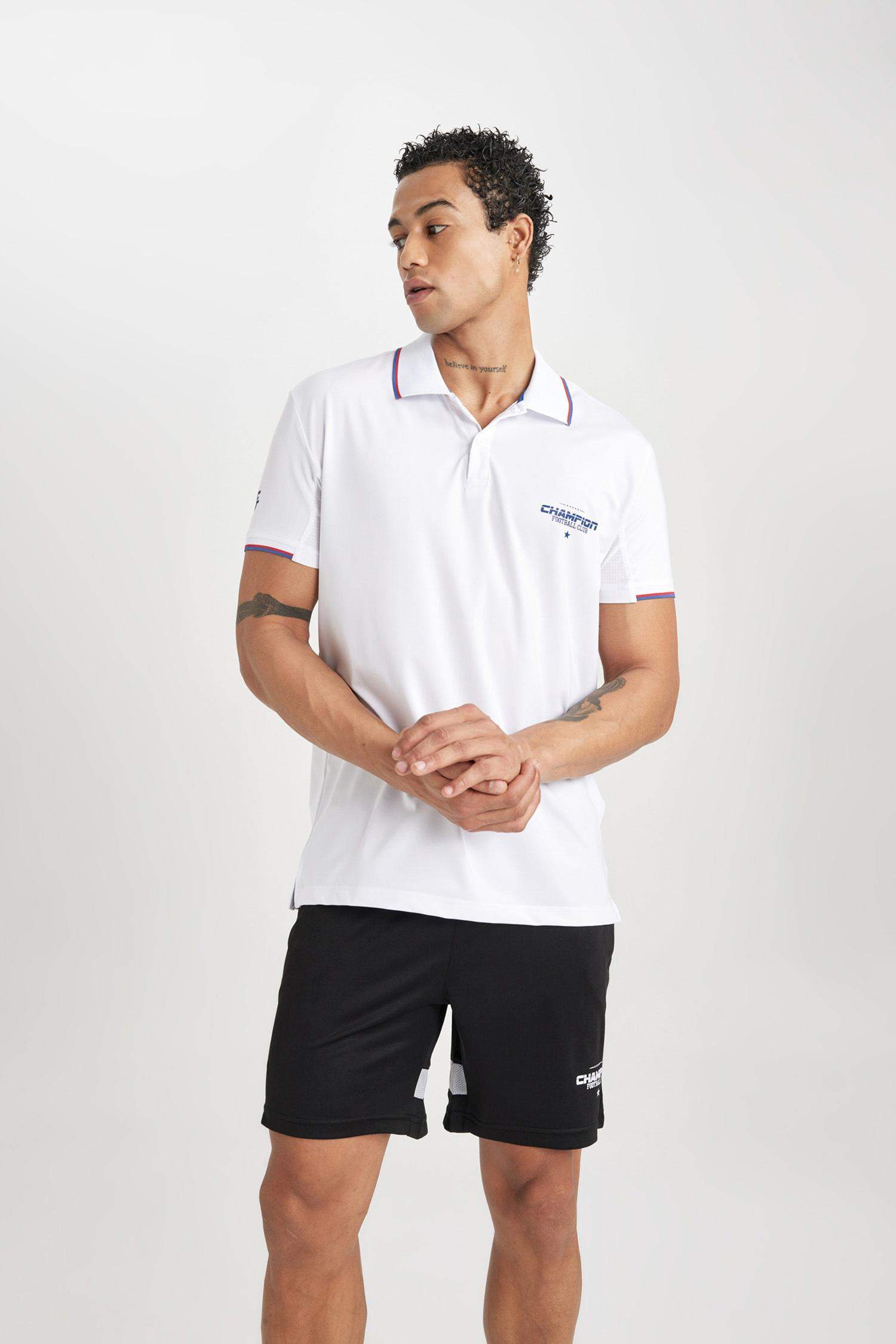 Standard Fit Polo Collar Printed Polo T-Shirt