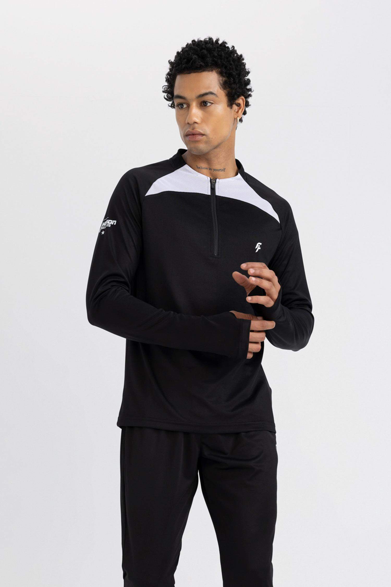 Slim Fit Dar Kesim Dik Yaka Fermuarlı Baskılı Ağır Kumaş Sporcu Sweatshirt