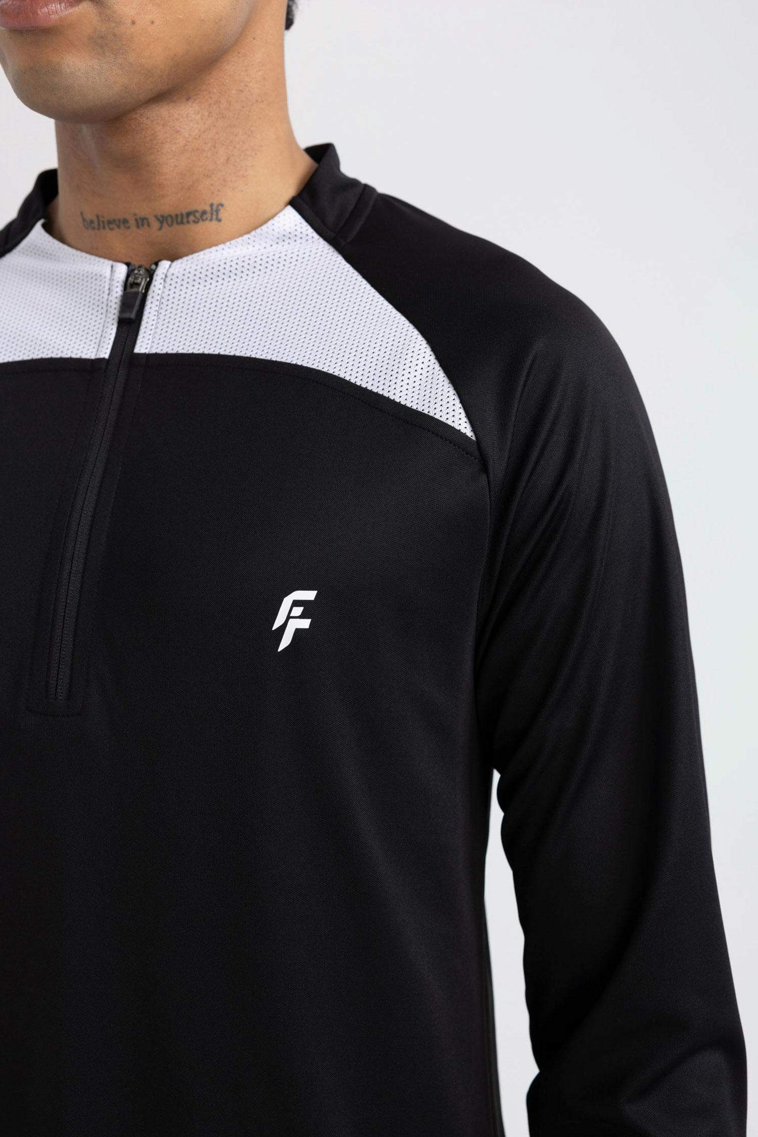 Slim Fit Dar Kesim Dik Yaka Fermuarlı Baskılı Ağır Kumaş Sporcu Sweatshirt