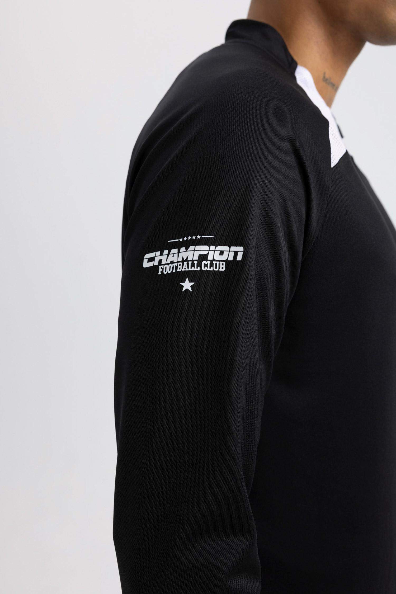 Slim Fit Dar Kesim Dik Yaka Fermuarlı Baskılı Ağır Kumaş Sporcu Sweatshirt