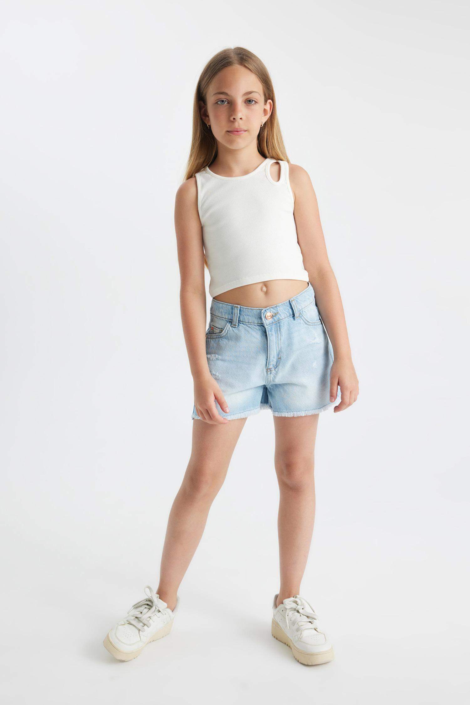 Short Jean pour Fille Avec Détails Déchirés