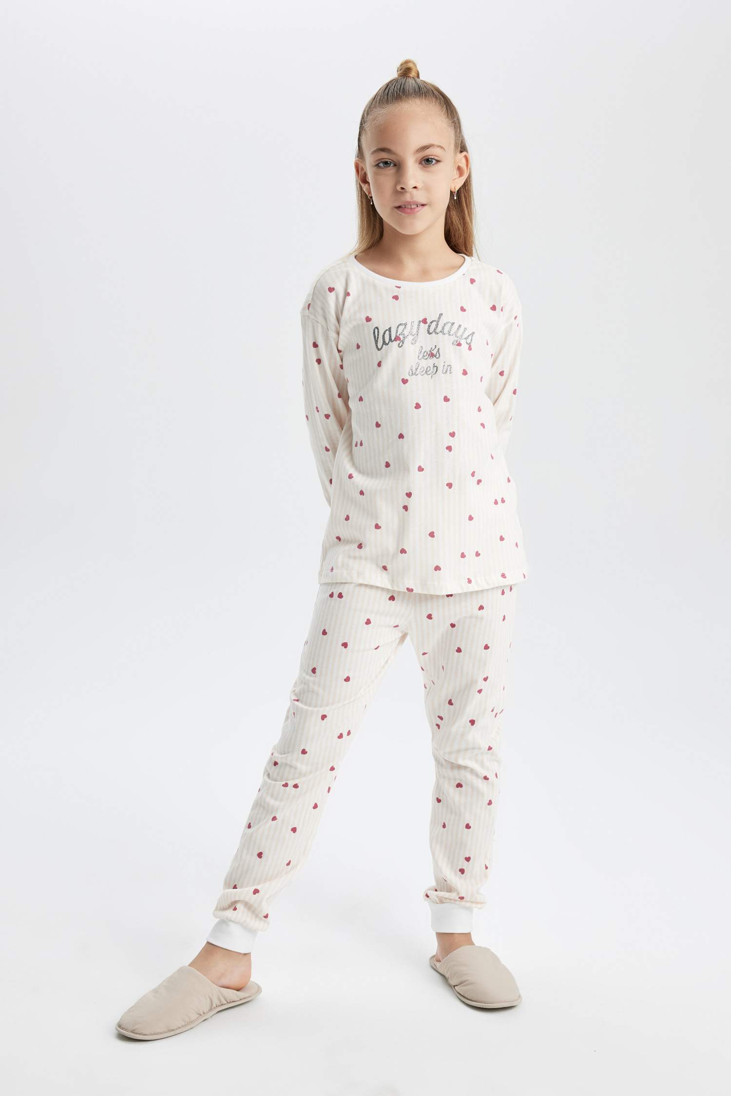 Ecru GIRLS & TEENS 2 piece Regular Fit Knitted Pyjamas 2993356 | DeFacto