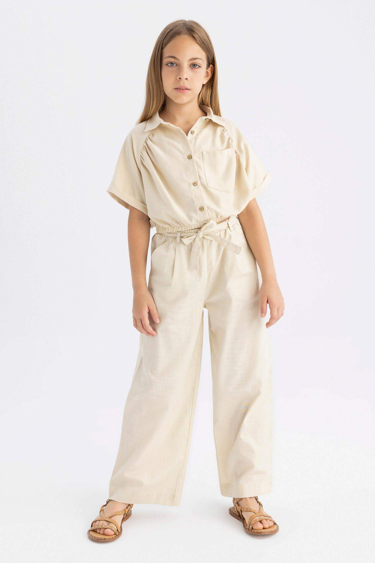 Girl Wide Leg Cotton Trousers