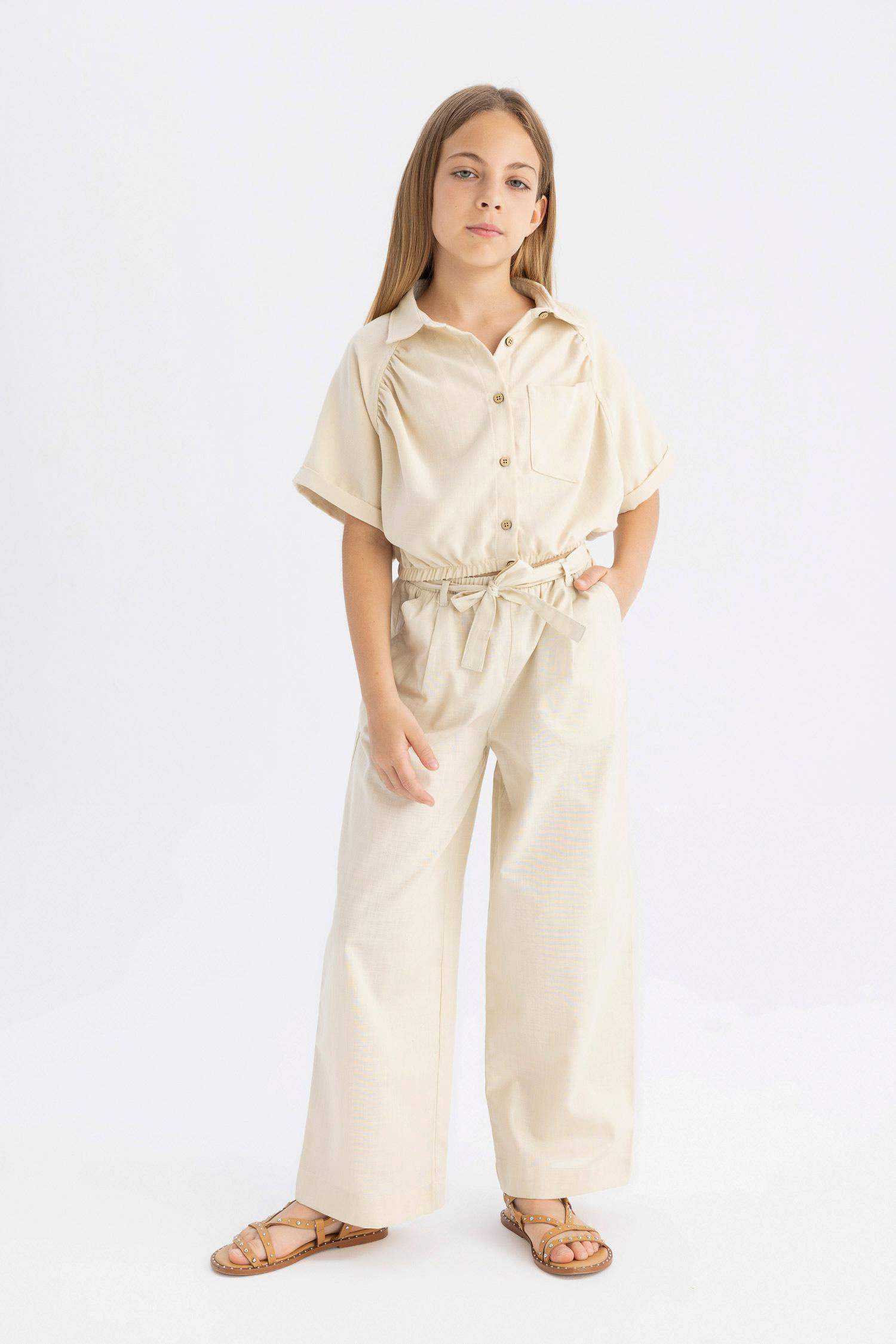 Girl Wide Leg Cotton Trousers
