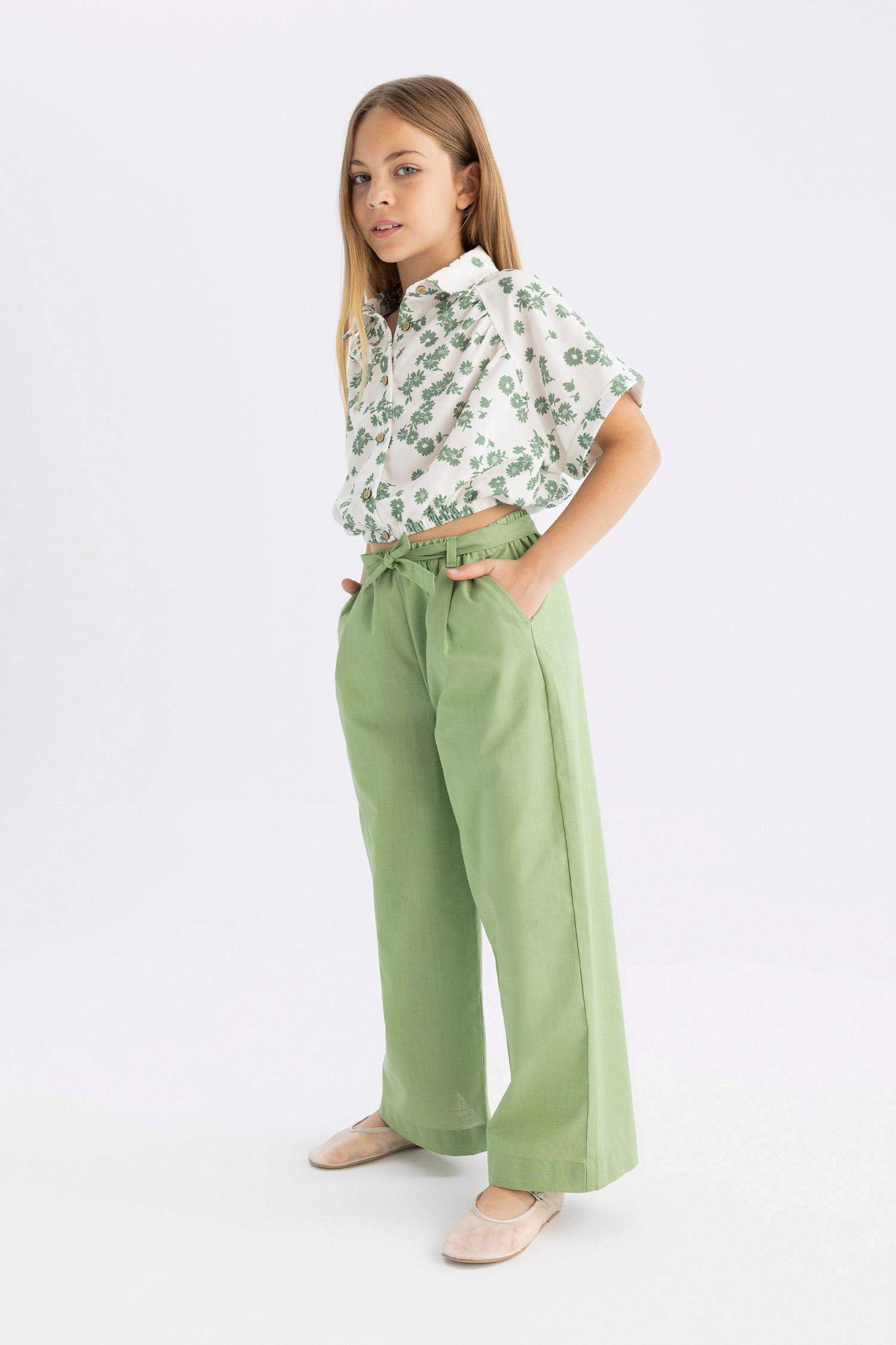 Girl Wide Leg Cotton Trousers