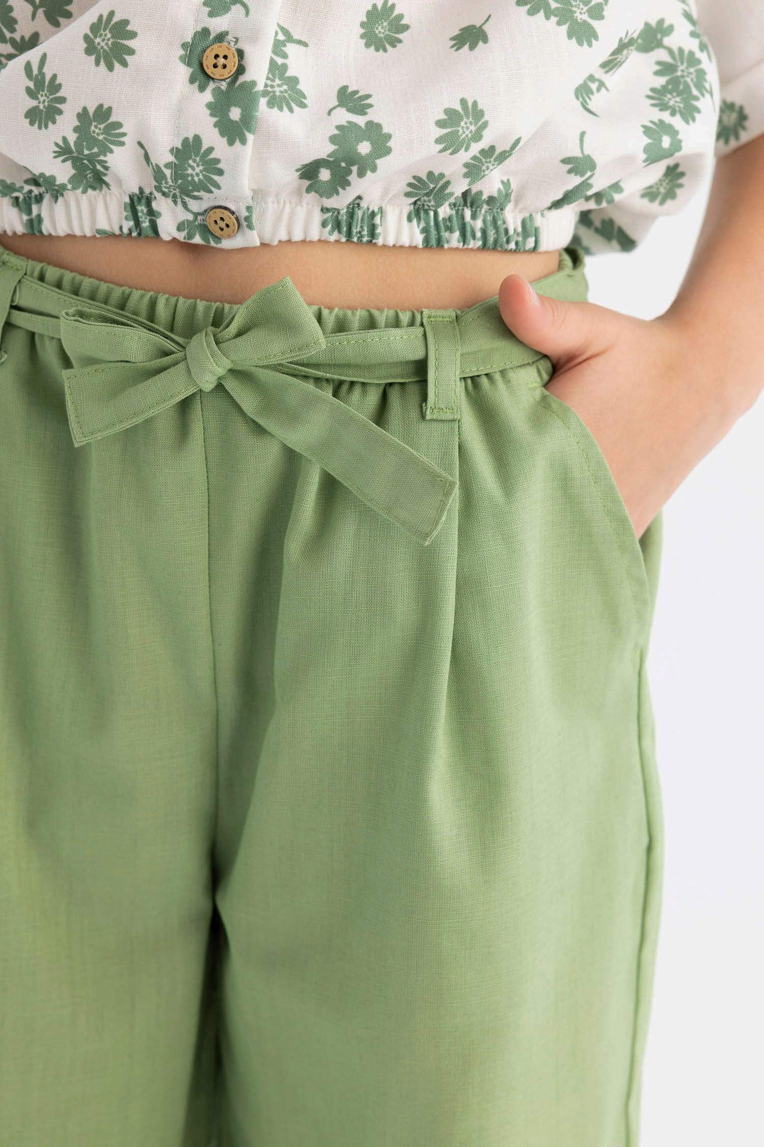 Girl Wide Leg Cotton Trousers