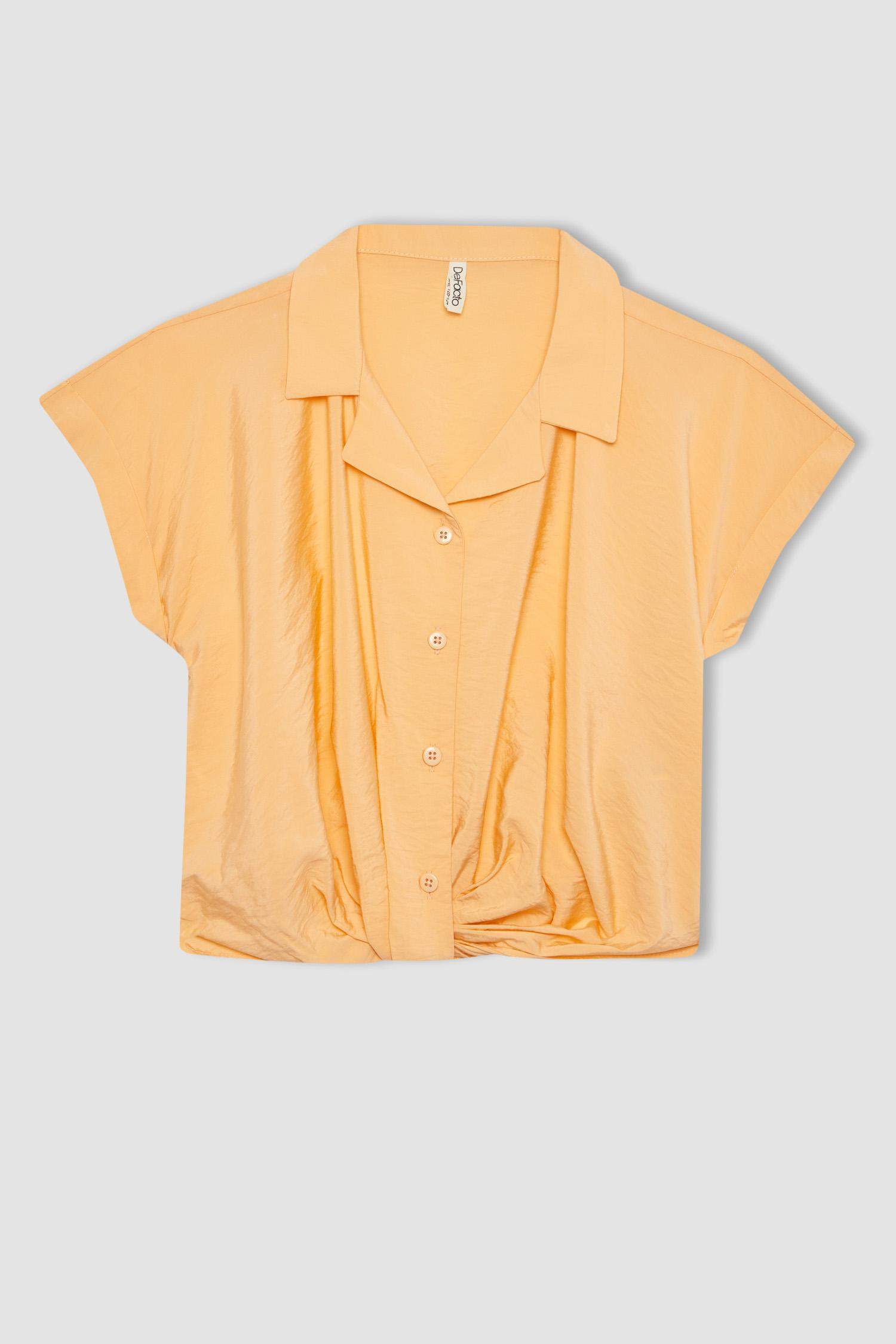 Kız Çocuk Cropped Fit Kısa Kollu Gömlek