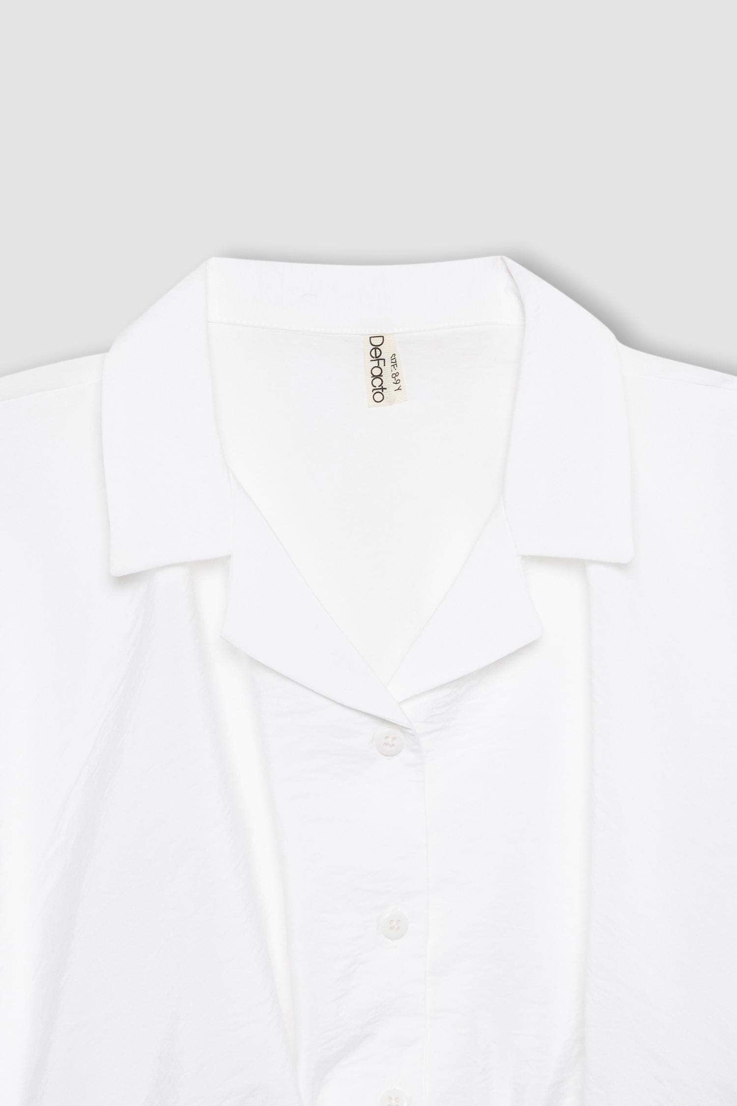 Kız Çocuk Cropped Fit Kısa Kollu Gömlek