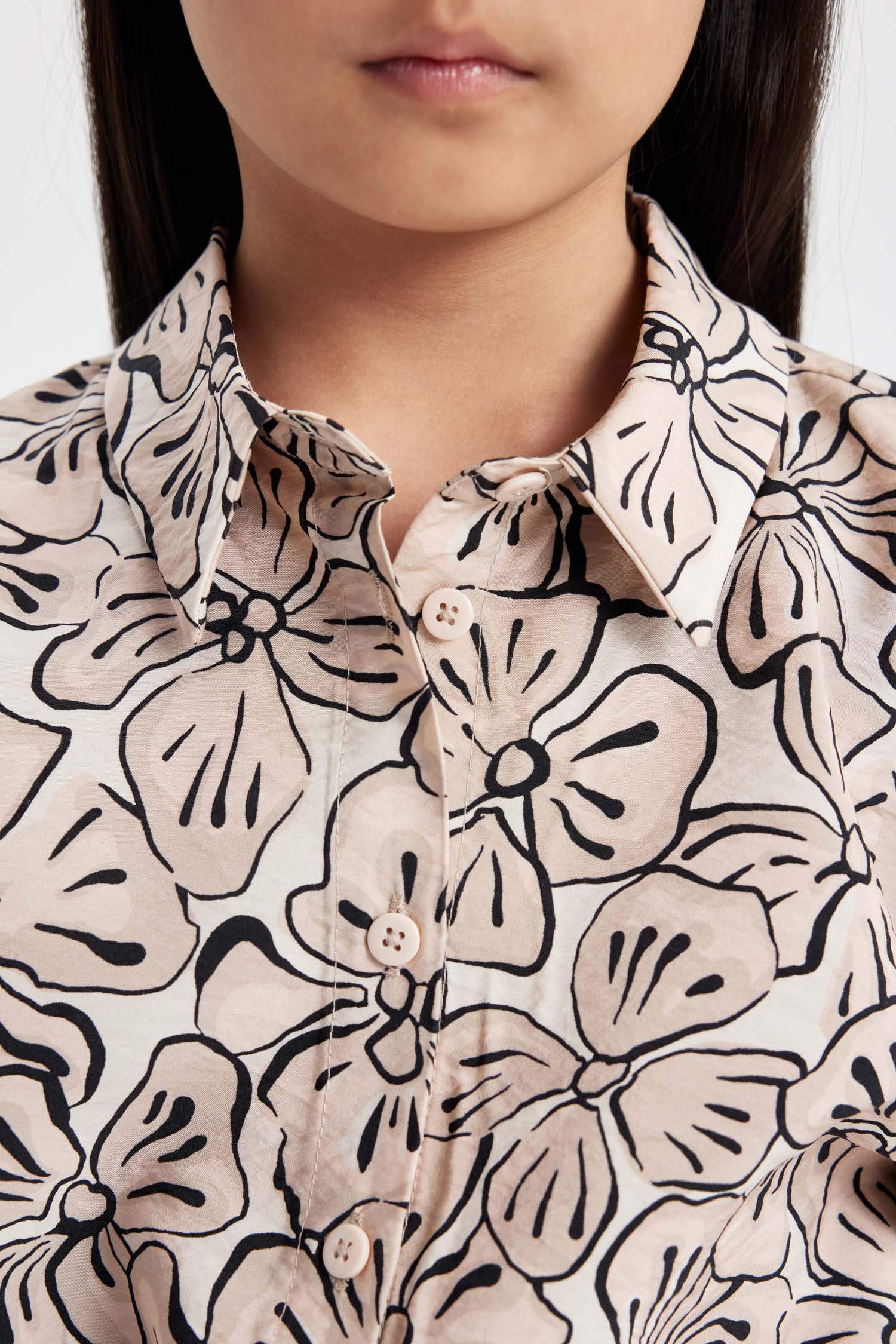 قميص كروب بناتي نص كم منقوش