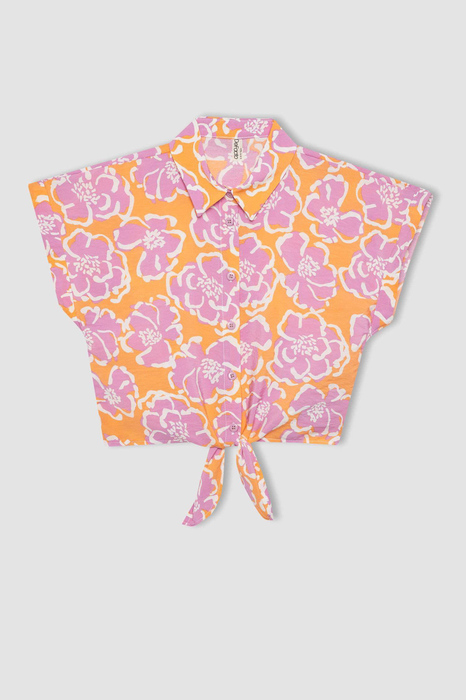 قميص كروب بناتي نص كم مطبوع