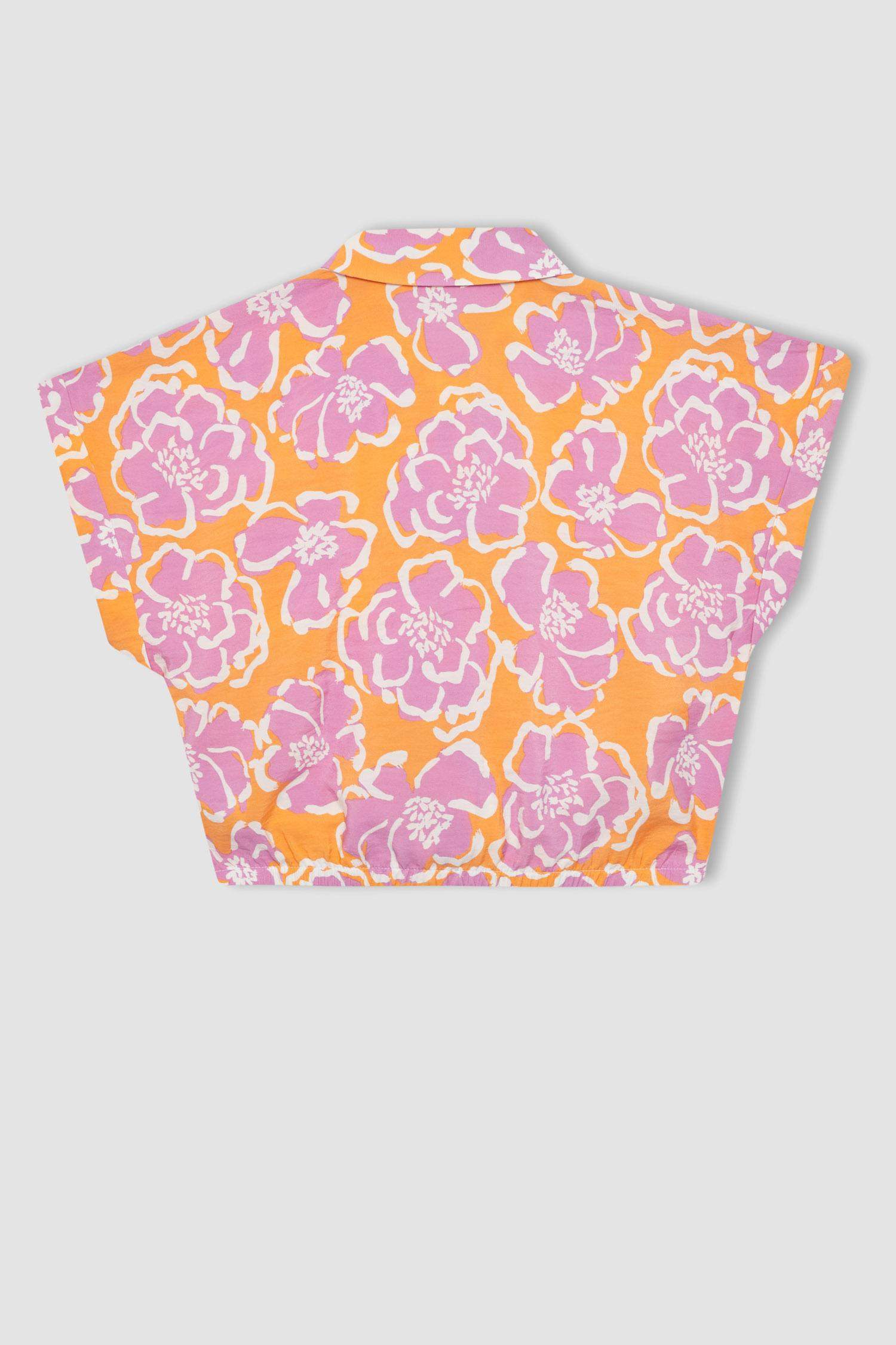 قميص كروب بناتي نص كم مطبوع