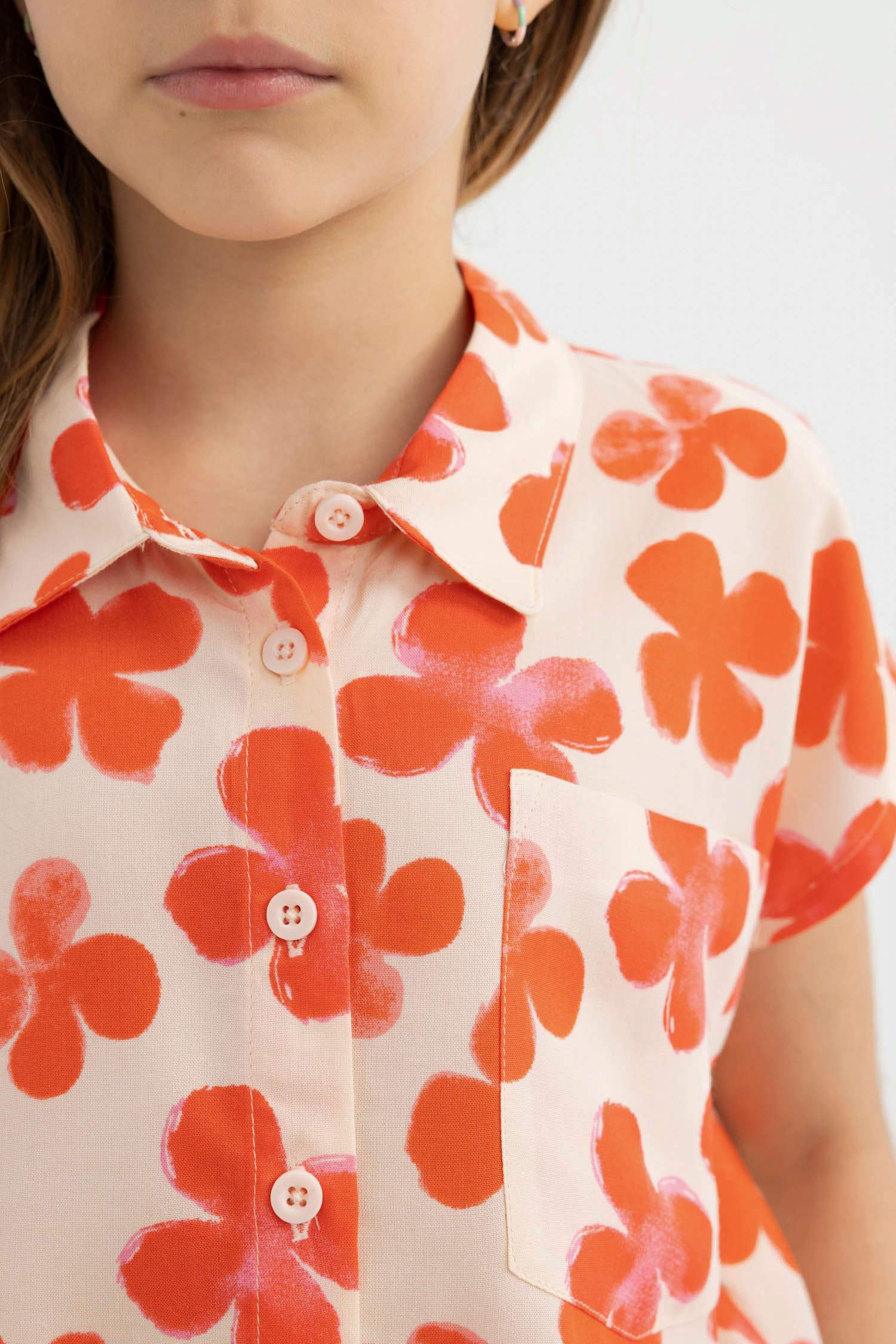 قميص كروب بناتي نص ردن منقوش