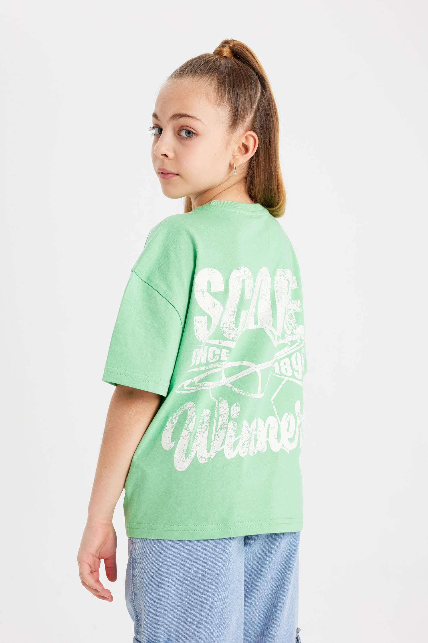 Girl Relax Fit Printed Short Sleeve T-Shirt