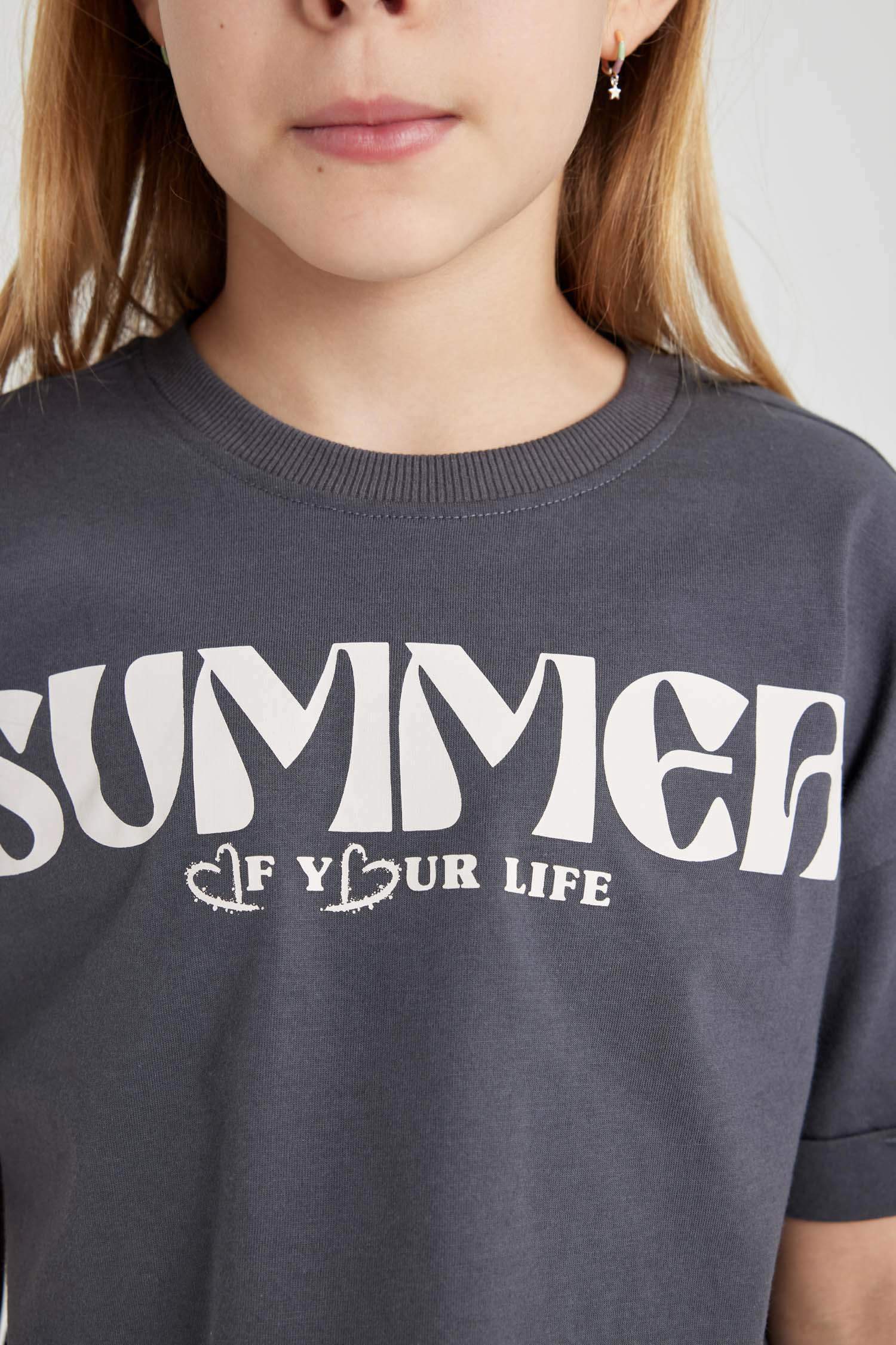 Girl Printed Short Sleeve T-Shirt