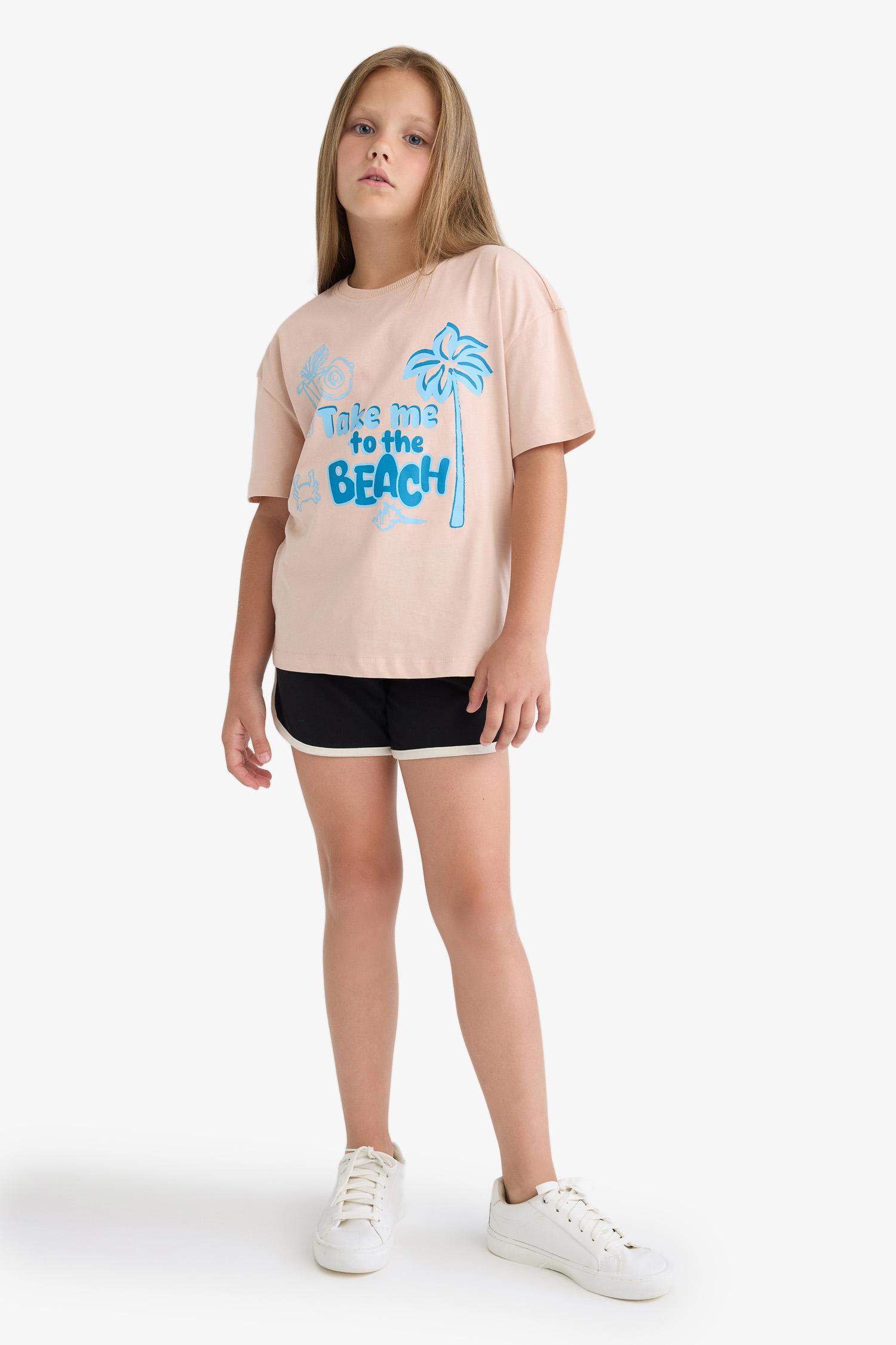 Kız Çocuk Beli Lastikli Basic Düz Şort