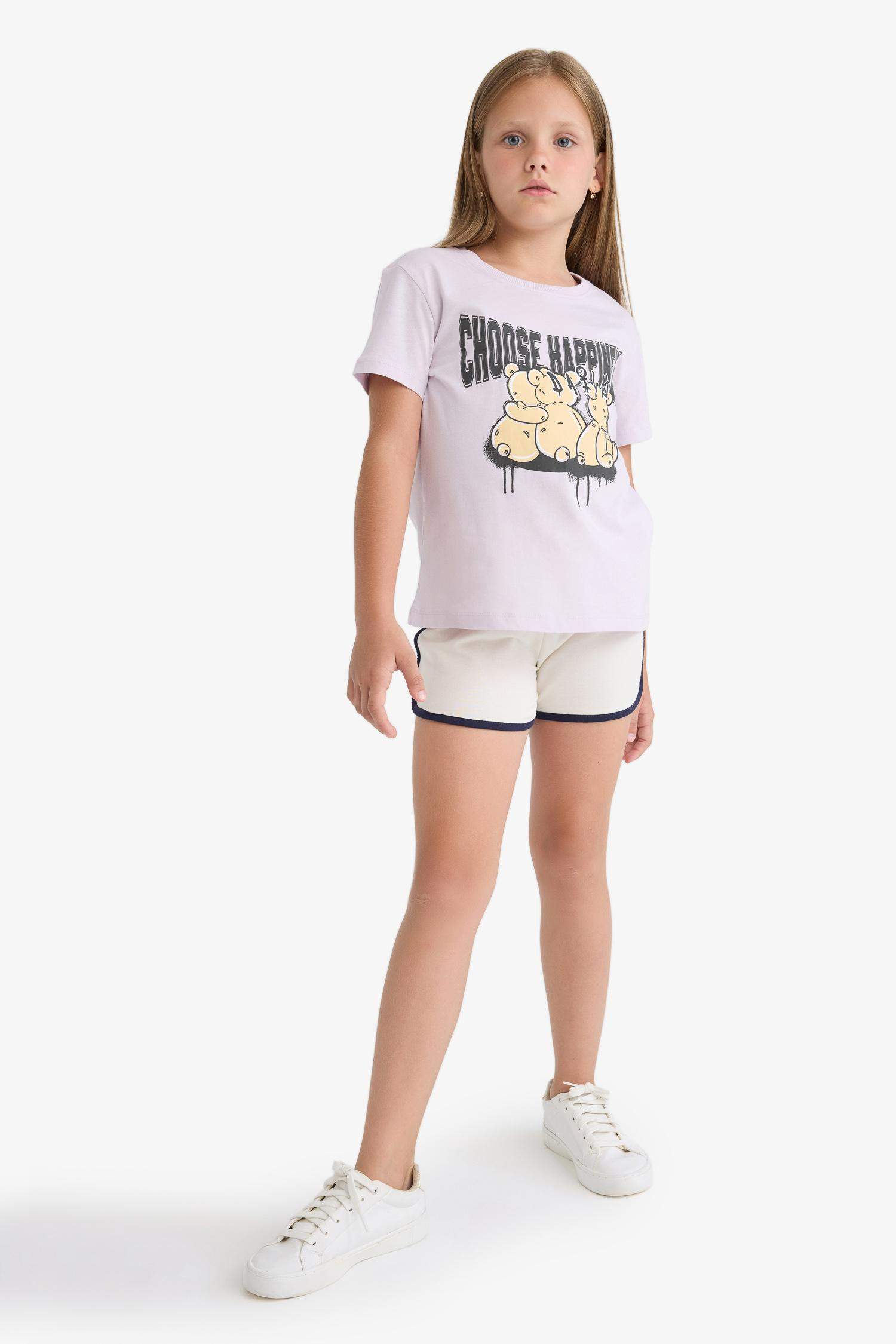 Kız Çocuk Beli Lastikli Basic Düz Şort