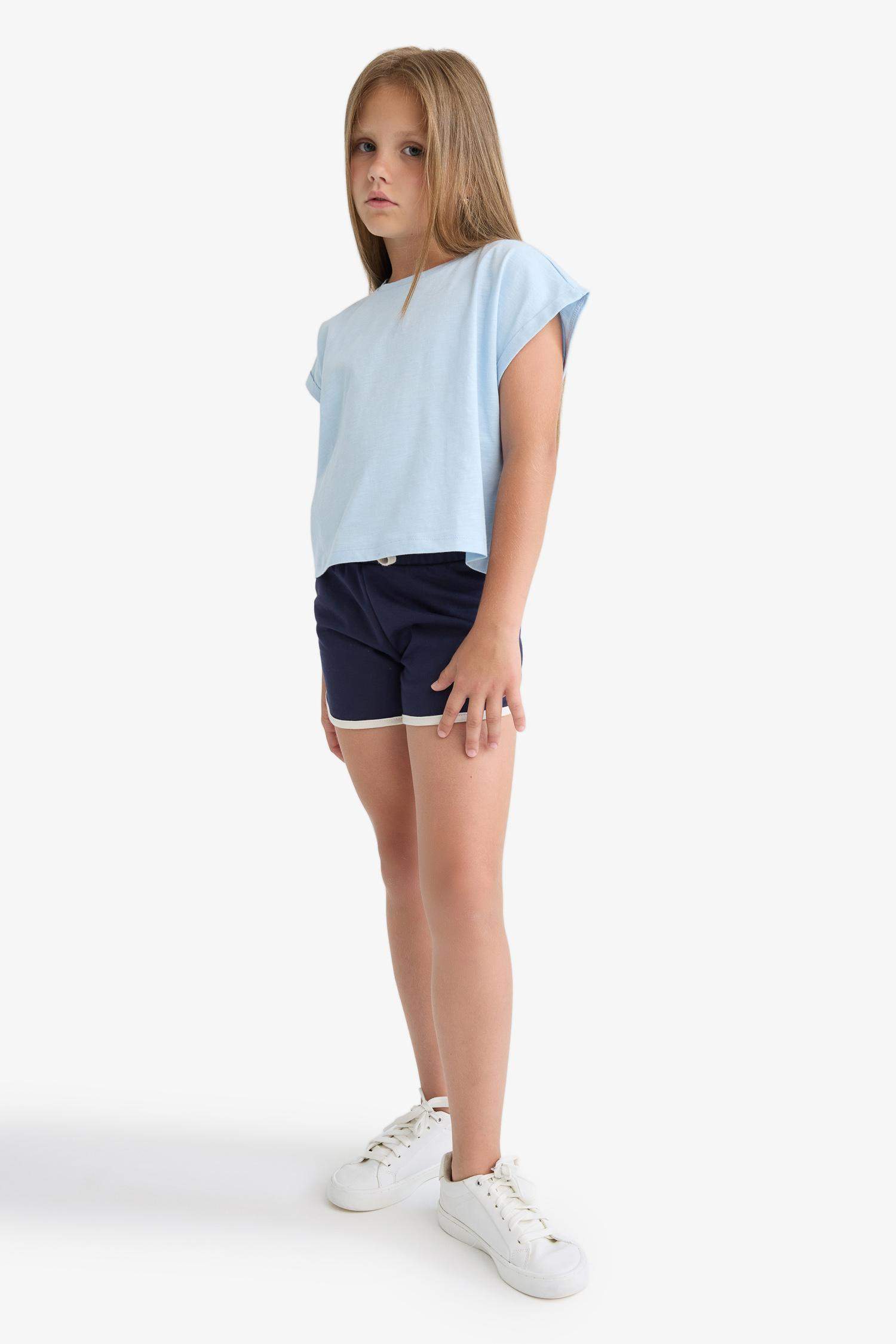 Kız Çocuk Beli Lastikli Basic Düz Şort