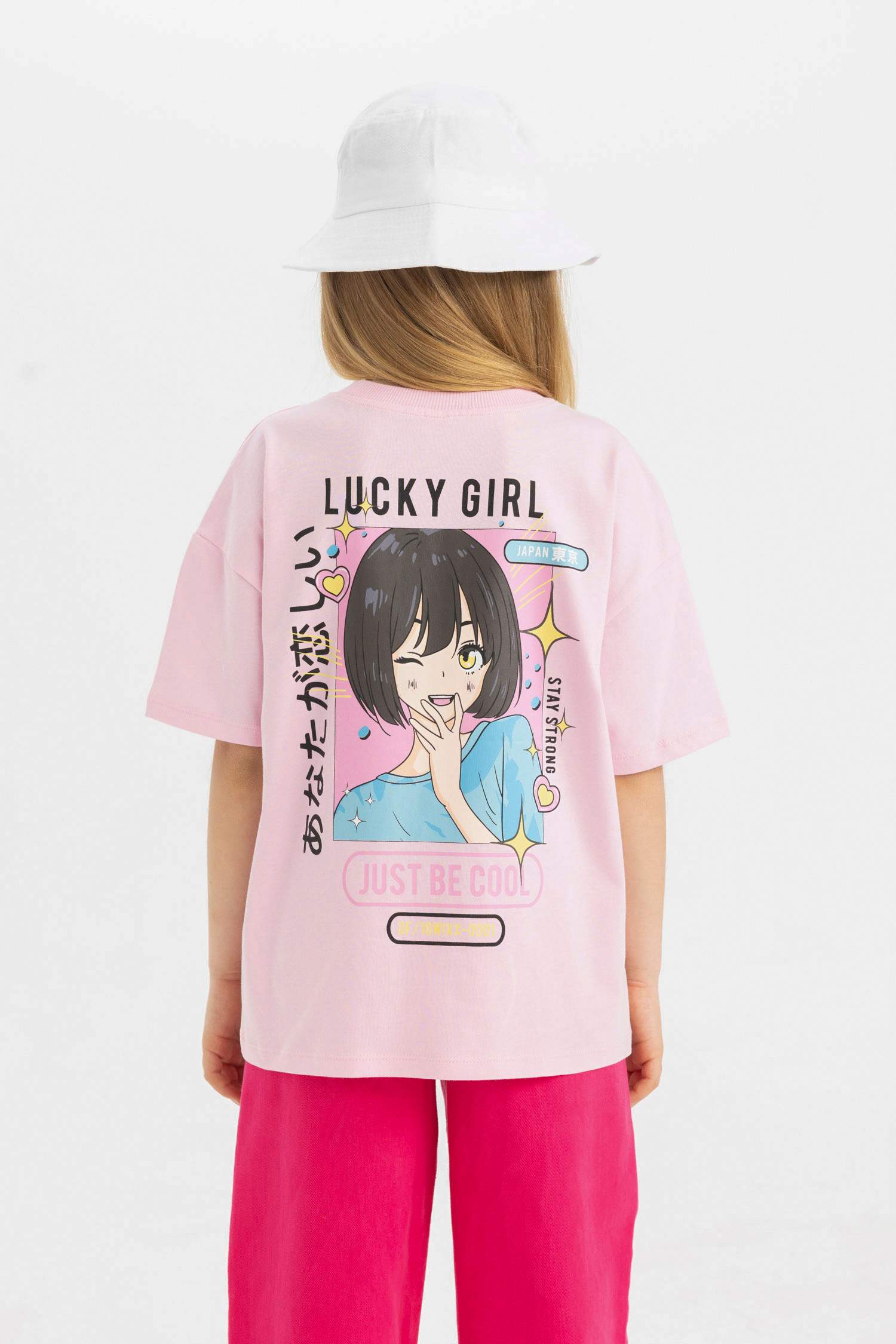 تيشيرت بناتي نص ردن اوفر سايز بطبعة من الخلف