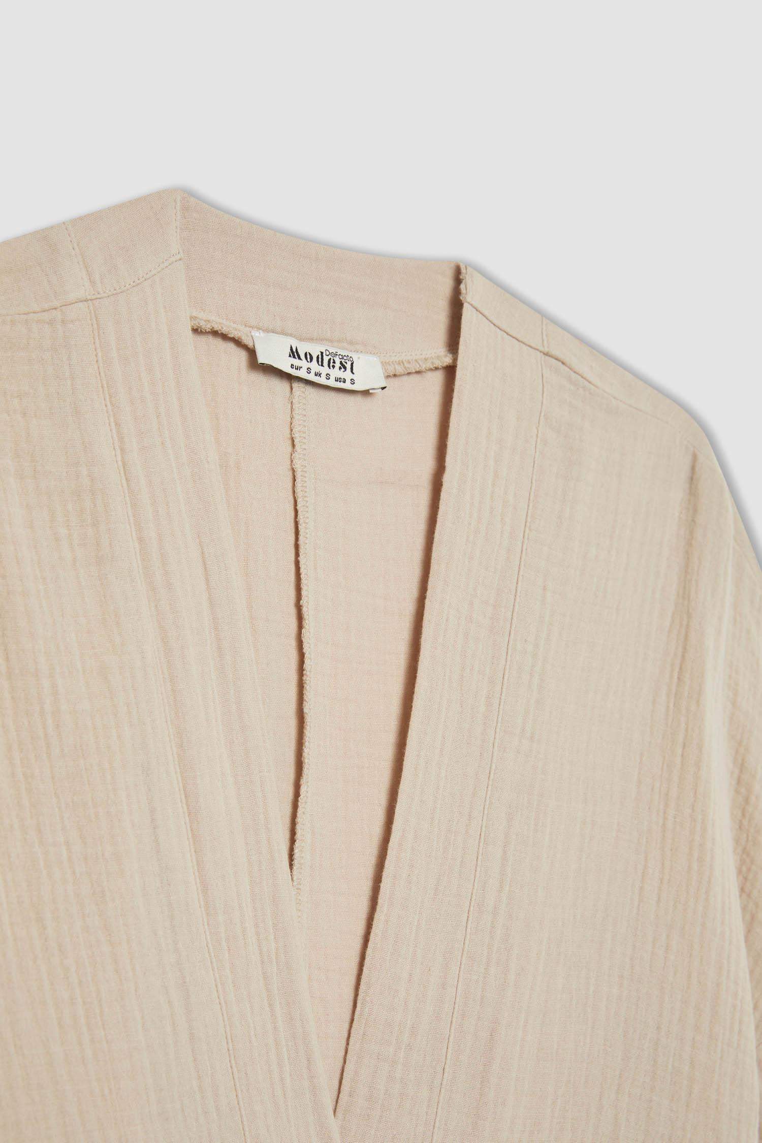 كيمونو موسلين قصة عادية برقبة V