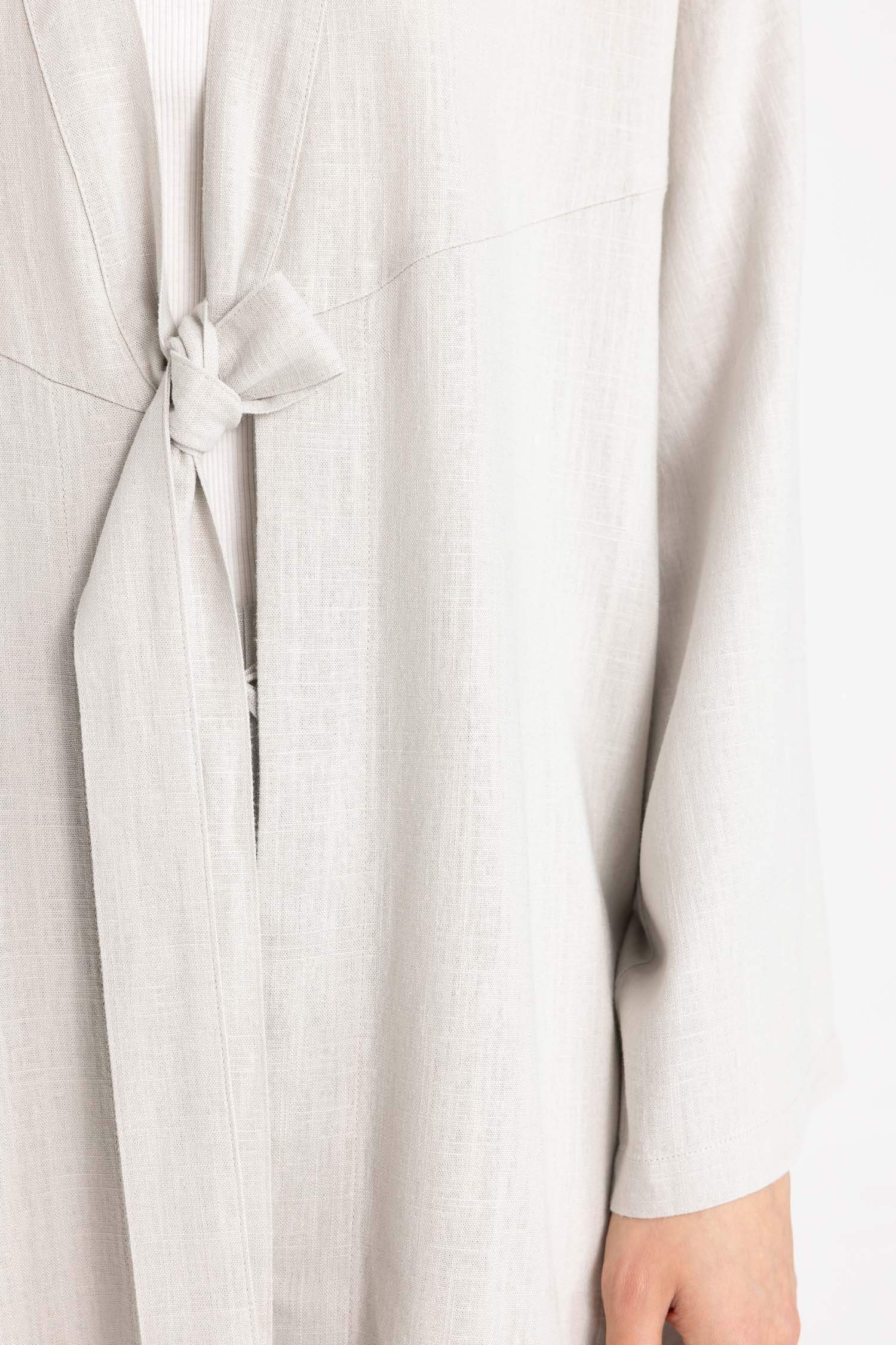 Regular Fit Shawl Collar Linen Blend Kimono